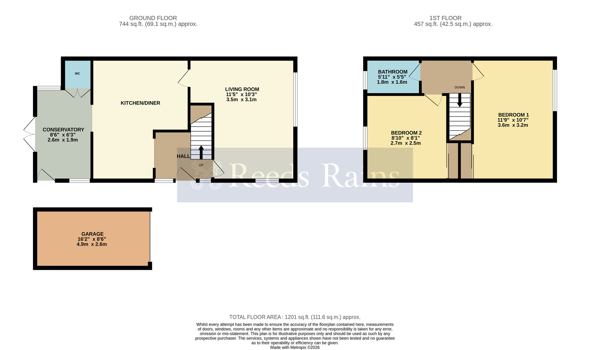 Floorplan of 2 bedroom Semi Detached House for sale, Farleigh Road, Pershore, Worcestershire, WR10