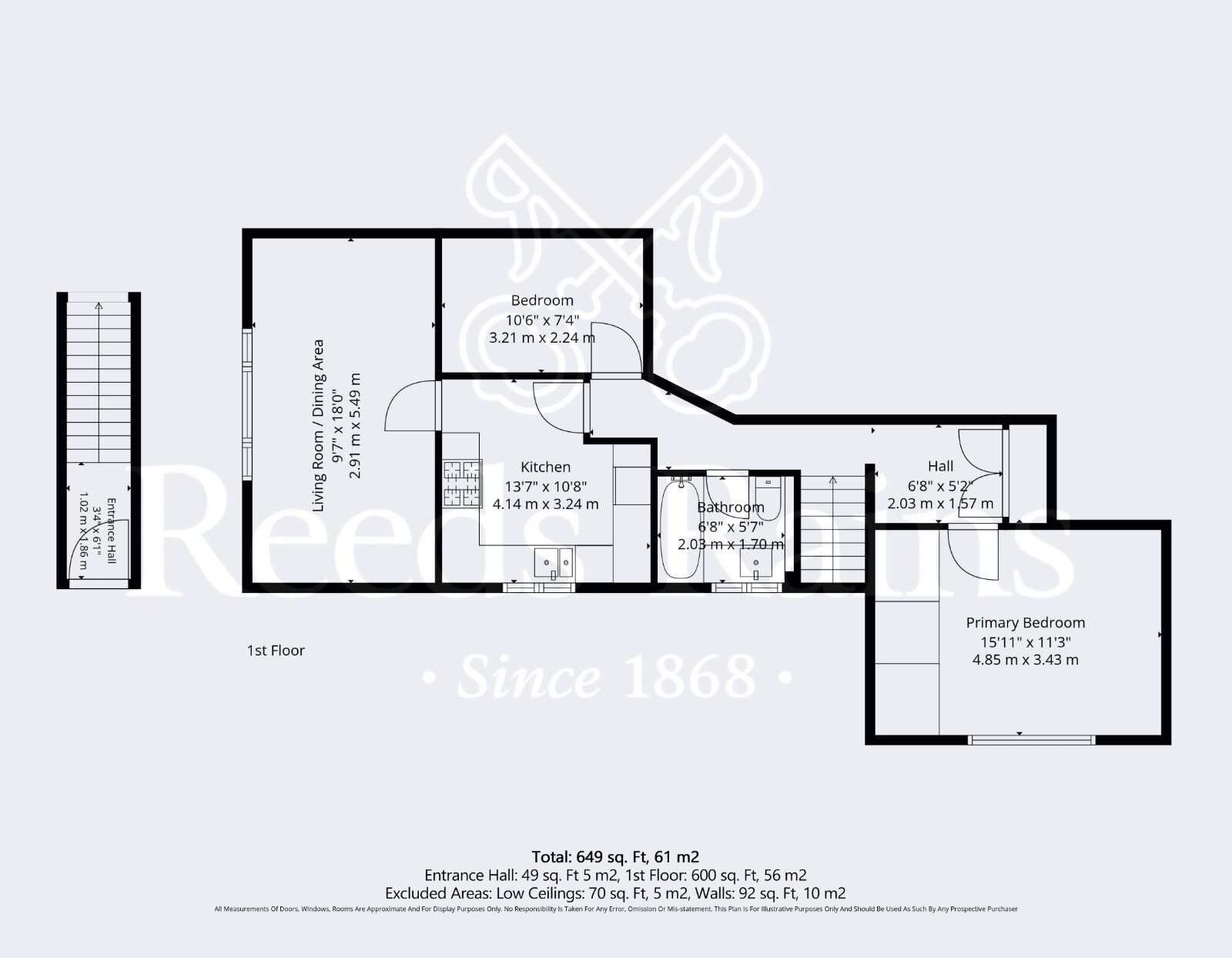 Floorplan of 2 bedroom Flat for sale, School Lane, Middle Littleton, Worcestershire, WR11