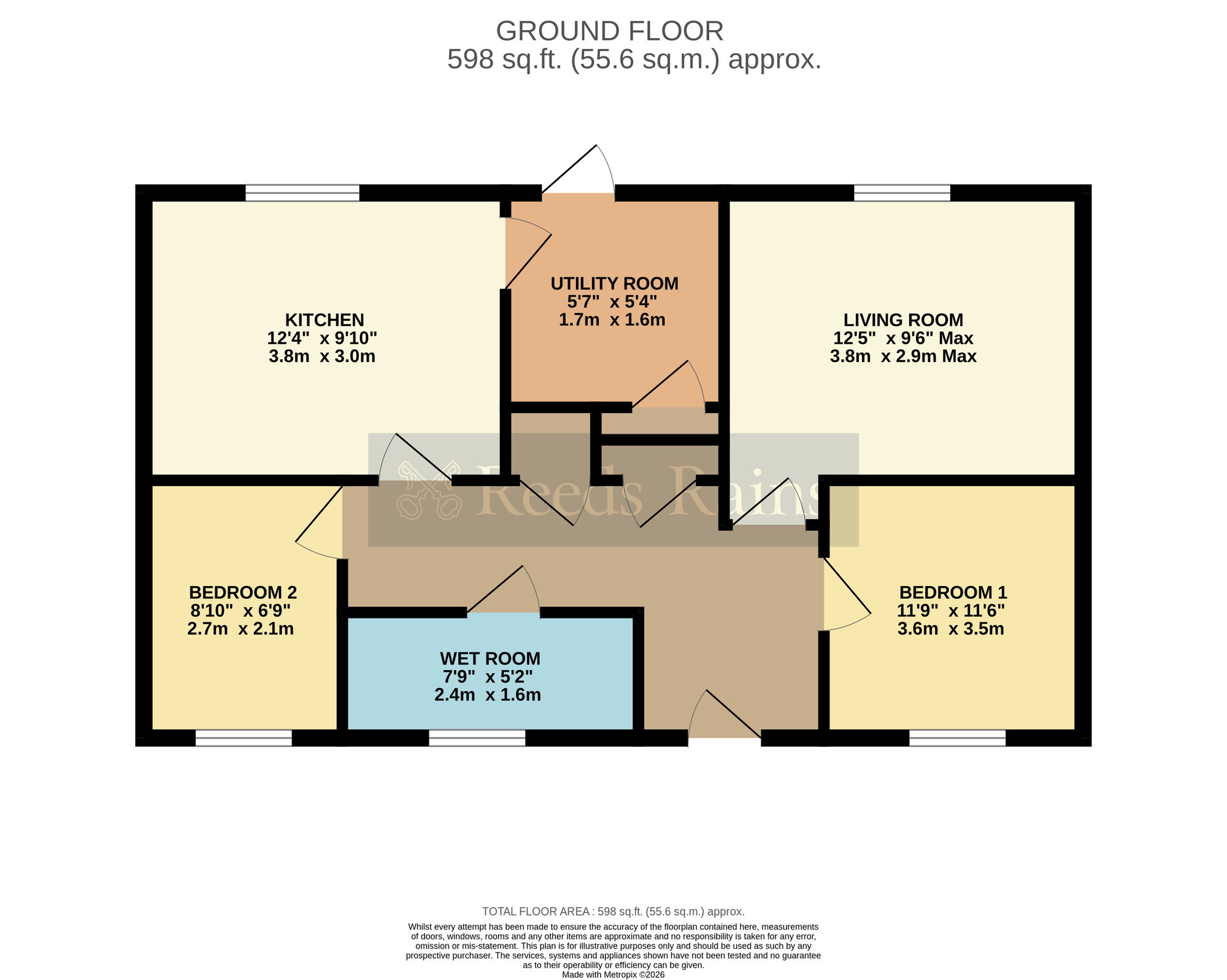 Floorplan of 2 bedroom Semi Detached Bungalow for sale, High House Drive, Inkberrow, Worcestershire, WR7