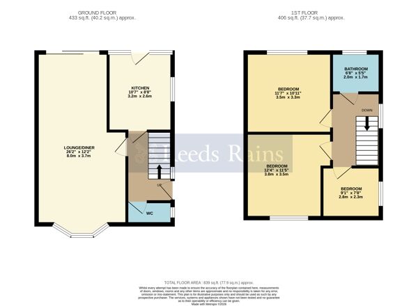 Floorplan of 3 bedroom Semi Detached House for sale, Courtiers Drive, Bishops Cleeve, Gloucestershire, GL52