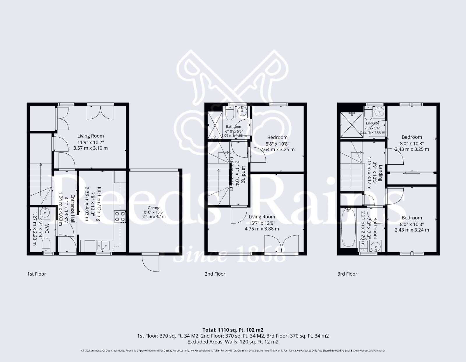 Floorplan of 4 bedroom End Terrace House for sale, Robins Walk, Evesham, Worcestershire, WR11