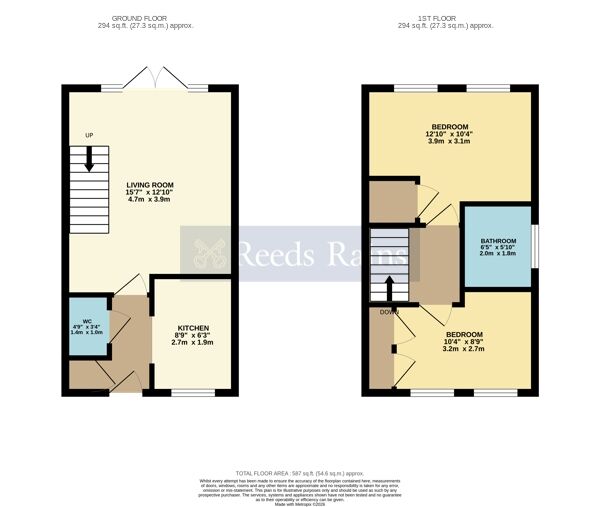 Floorplan of 2 bedroom Semi Detached House for sale, Cedar Walk, Offenham, Worcestershire, WR11