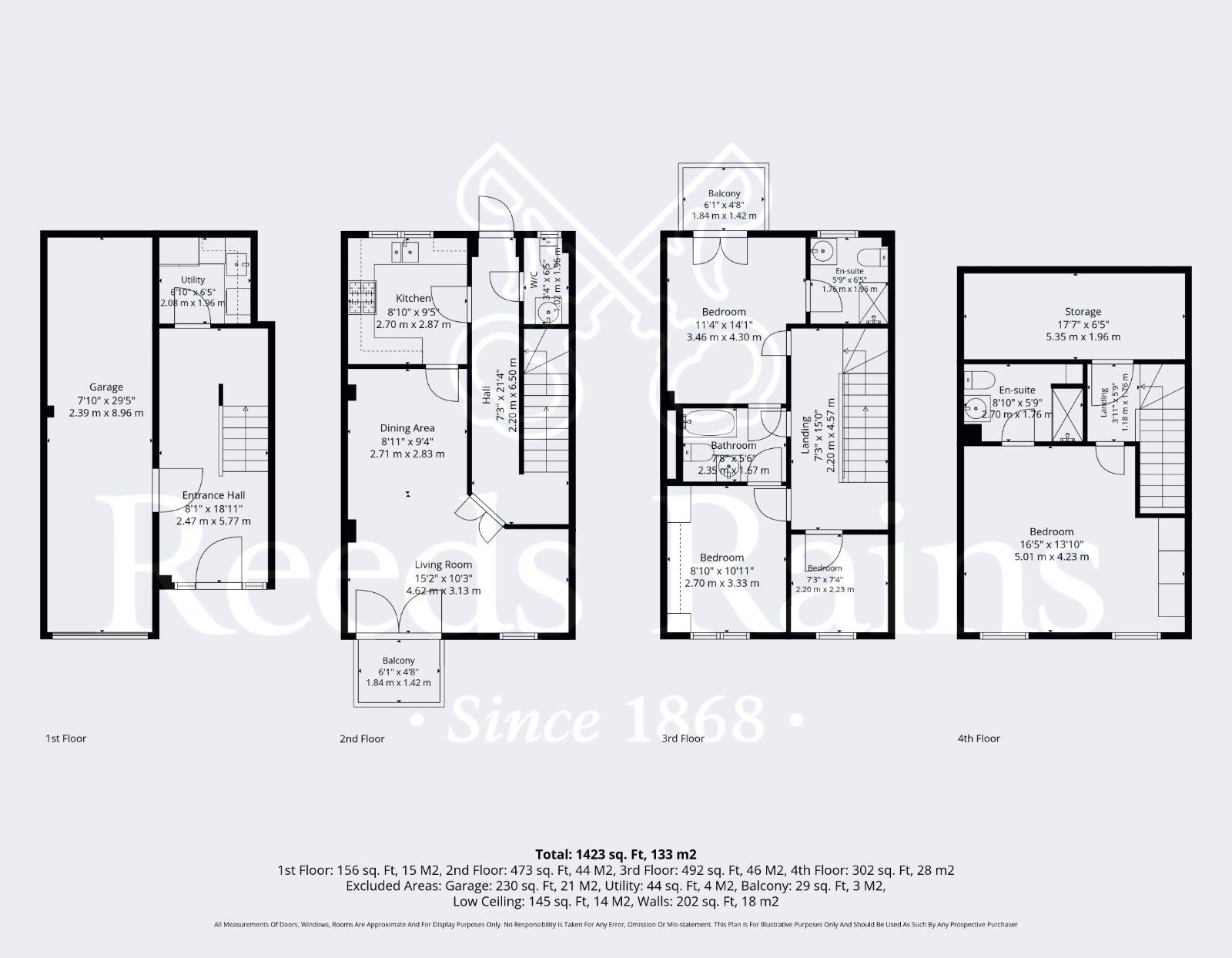 Floorplan of 4 bedroom Mid Terrace House for sale, Lock View, Evesham, Worcestershire, WR11