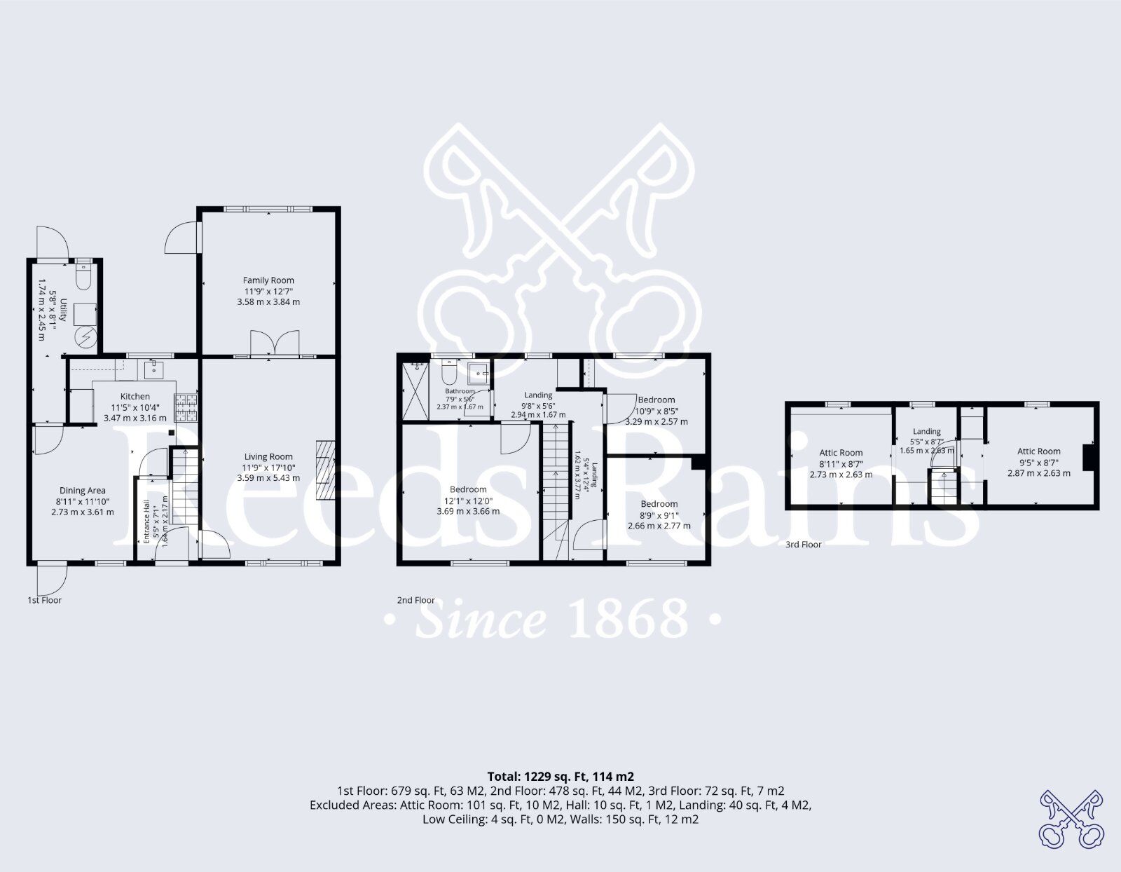 Floorplan of 3 bedroom Mid Terrace House for sale, Hillside, Ashton-under-Hill, Worcestershire, WR11