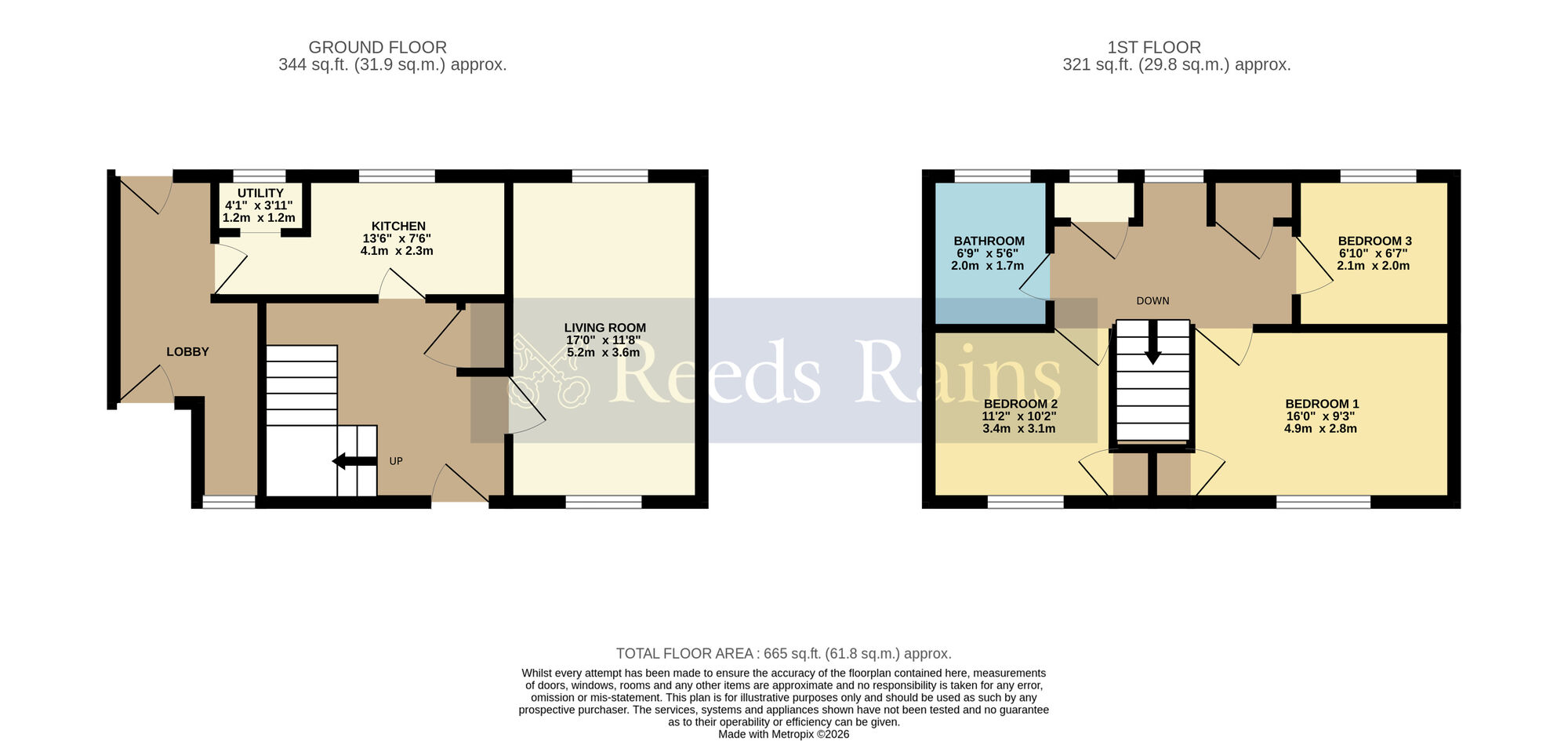 Floorplan of 3 bedroom Mid Terrace House for sale, Willow Close, Ashton-under-Hill, Worcestershire, WR11
