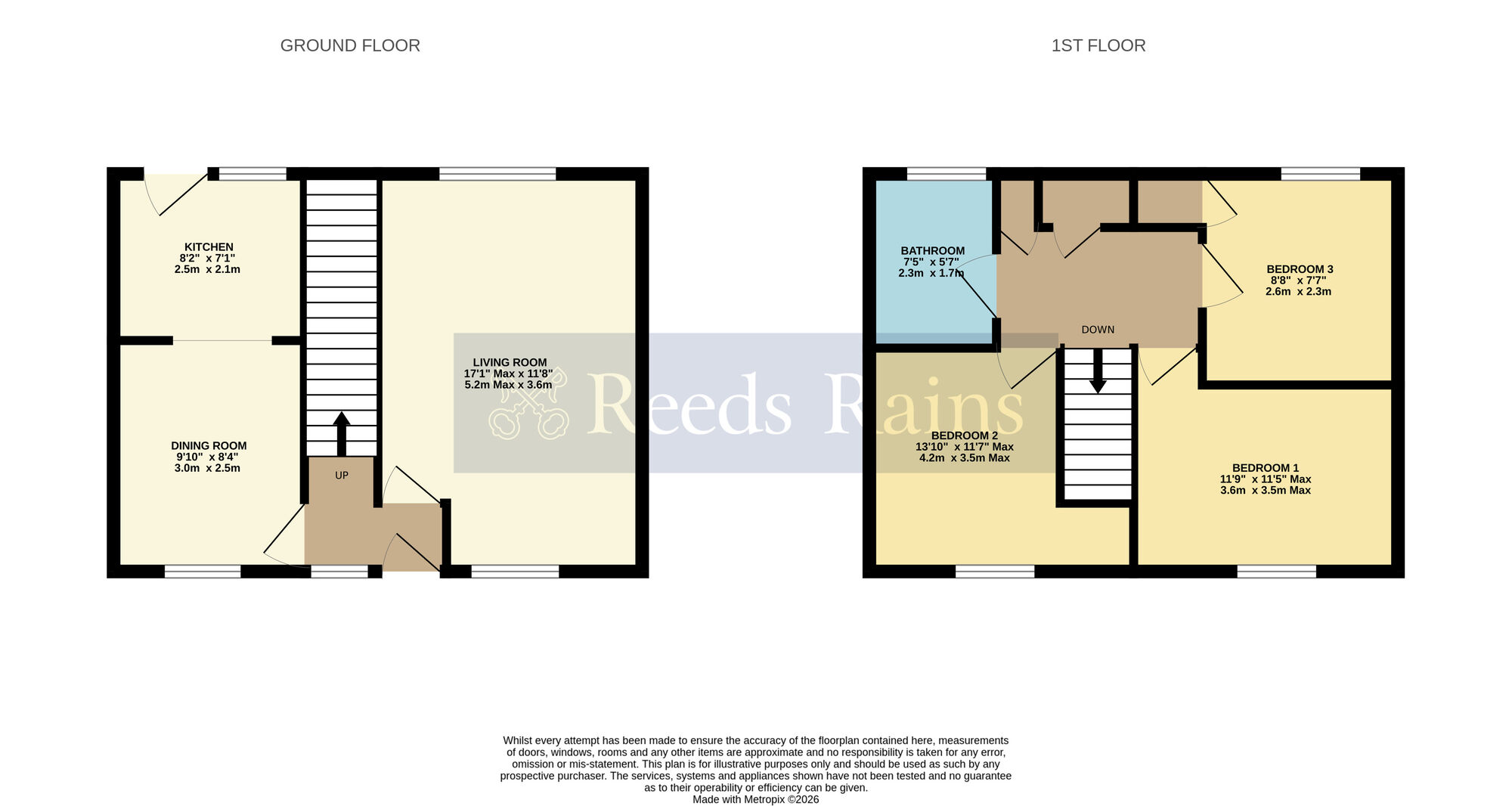 Floorplan of 3 bedroom Mid Terrace House for sale, Avon Road, Pershore, Worcestershire, WR10