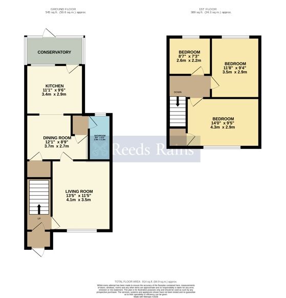 Floorplan of 3 bedroom Mid Terrace House for sale, Albert Road, Evesham, Worcestershire, WR11