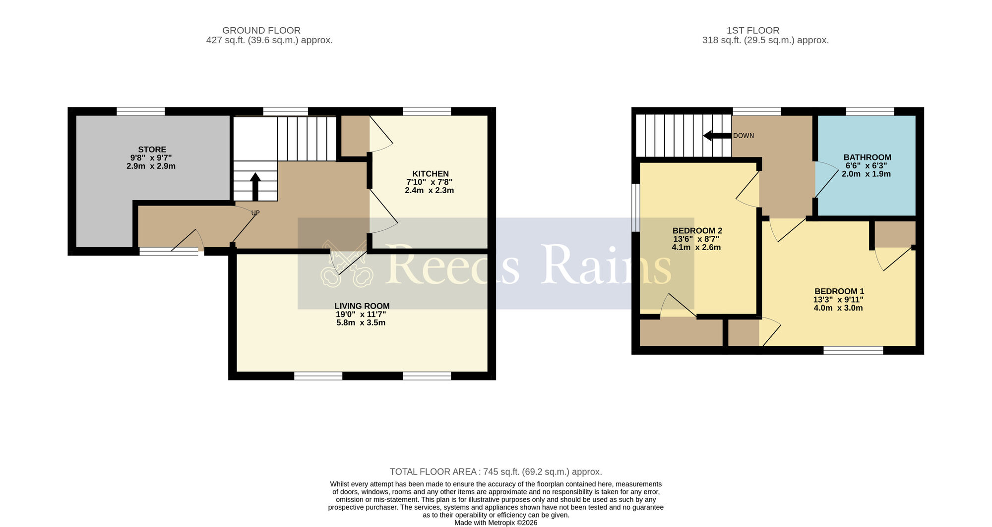 Floorplan of 2 bedroom Semi Detached House for sale, St. Egwins Road, Norton, Worcestershire, WR11