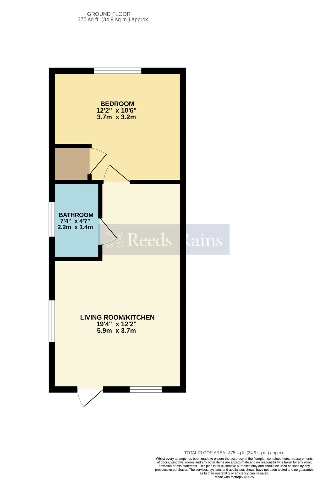 Floorplan of 1 bedroom Flat to rent, Lower Leys, Evesham, Worcestershire, WR11