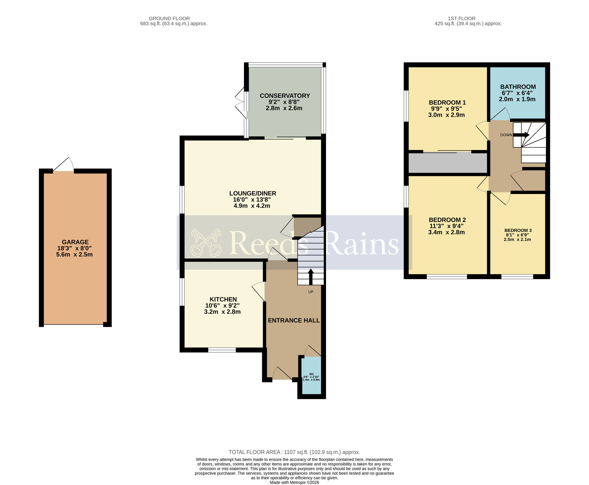 Floorplan of 3 bedroom Detached House for sale, Goodalls Grove, Evesham, Worcestershire, WR11