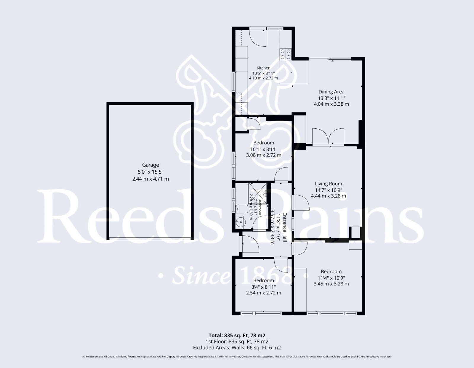 Floorplan of 3 bedroom Semi Detached Bungalow for sale, St. Andrew Road, Evesham, Worcestershire, WR11
