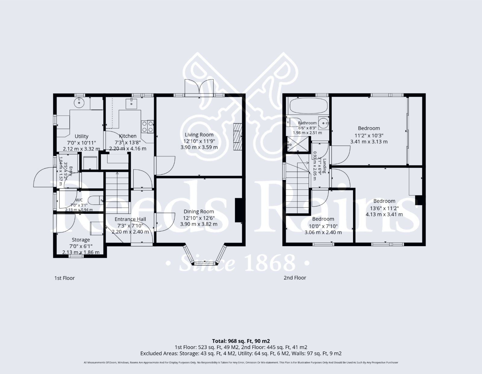 Floorplan of 3 bedroom Semi Detached House for sale, Burlingham Avenue, Evesham, Worcestershire, WR11
