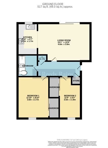 Floorplan of 2 bedroom Flat for sale, Mortimers Quay, Evesham, Worcestershire, WR11