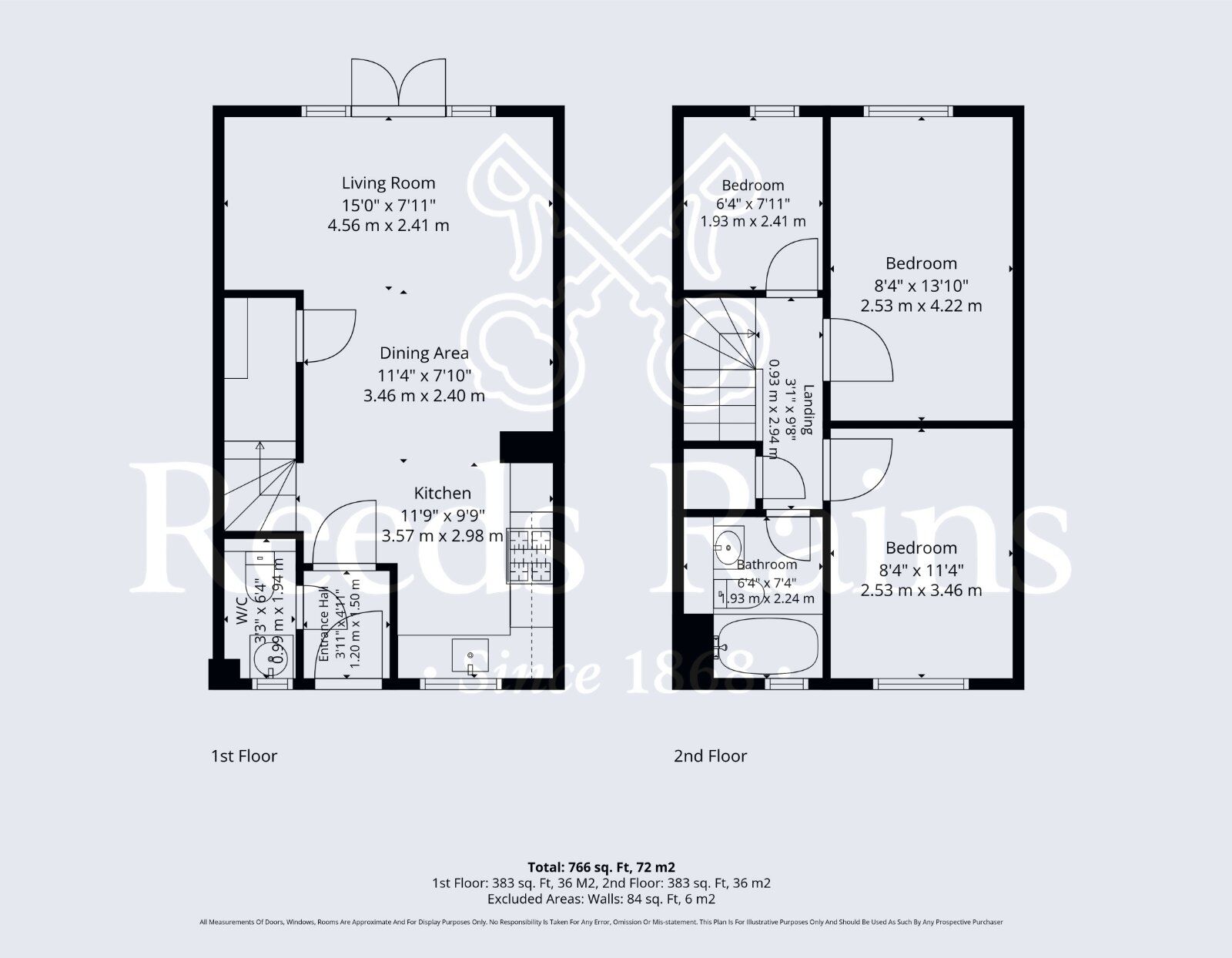 Floorplan of 3 bedroom Mid Terrace House for sale, Nursery Road, Evesham, Worcestershire, WR11