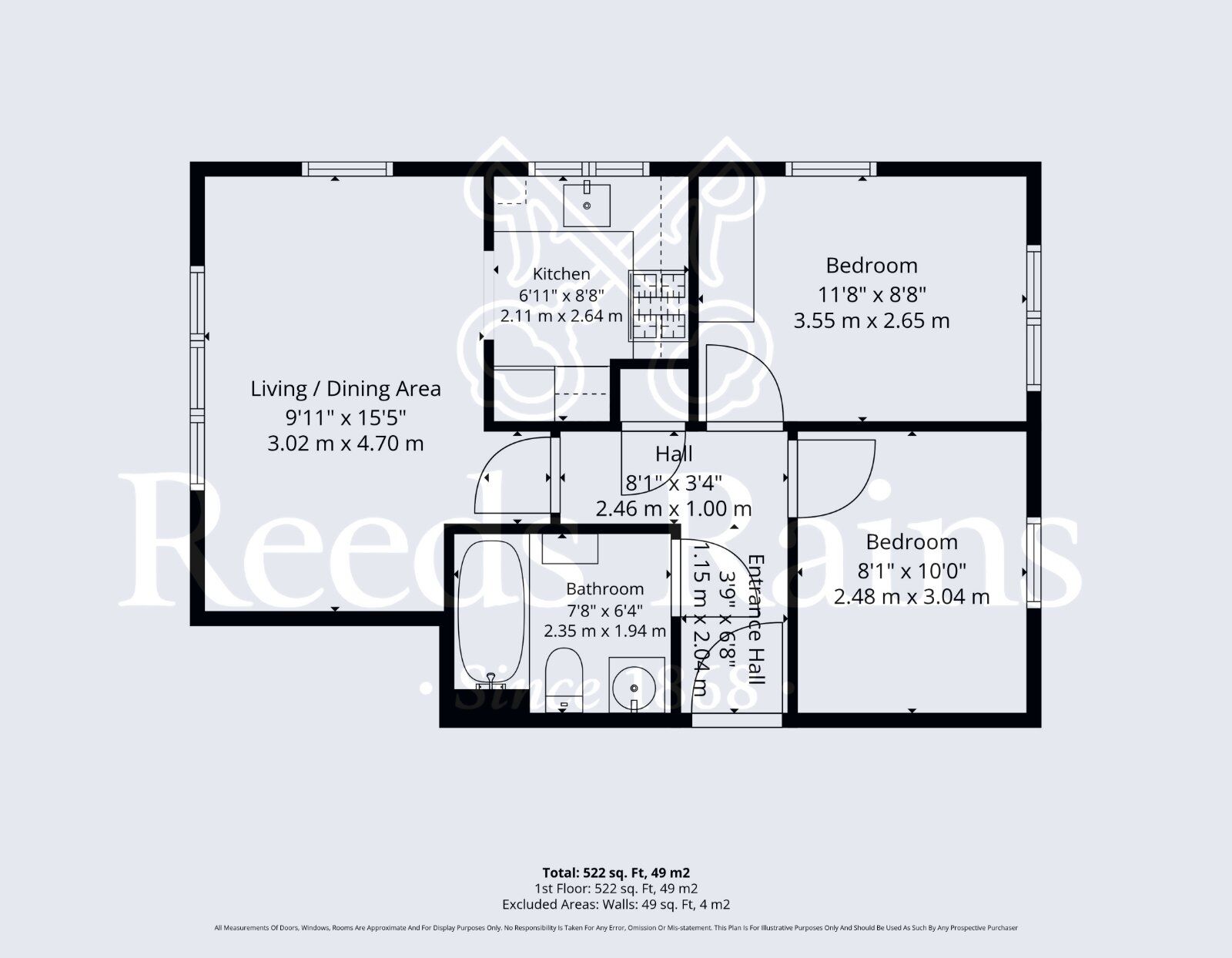 Floorplan of 2 bedroom Flat for sale, Waterside, Evesham, Worcestershire, WR11