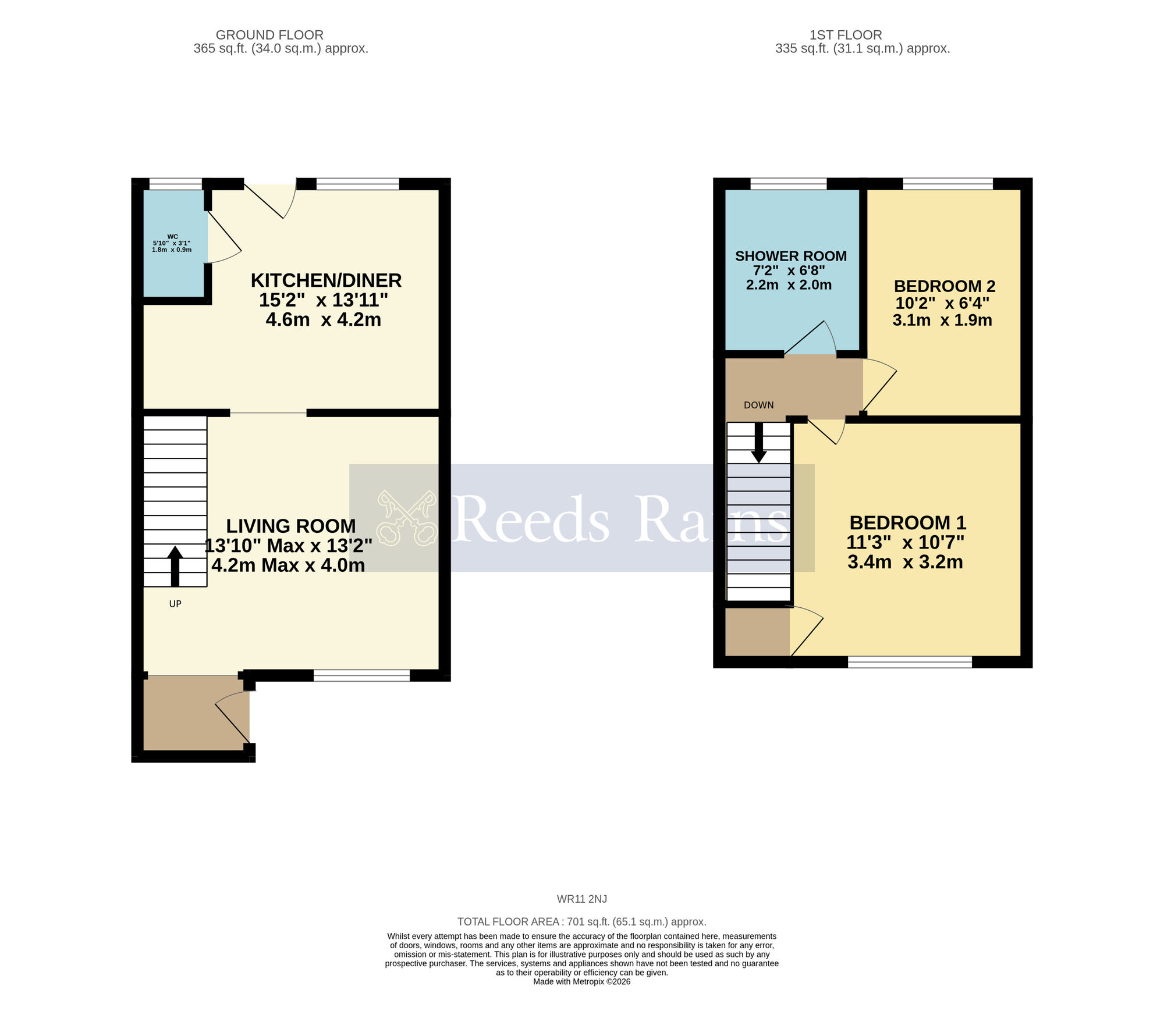 Floorplan of 2 bedroom Mid Terrace House for sale, Larkspur Drive, Evesham, Worcestershire, WR11