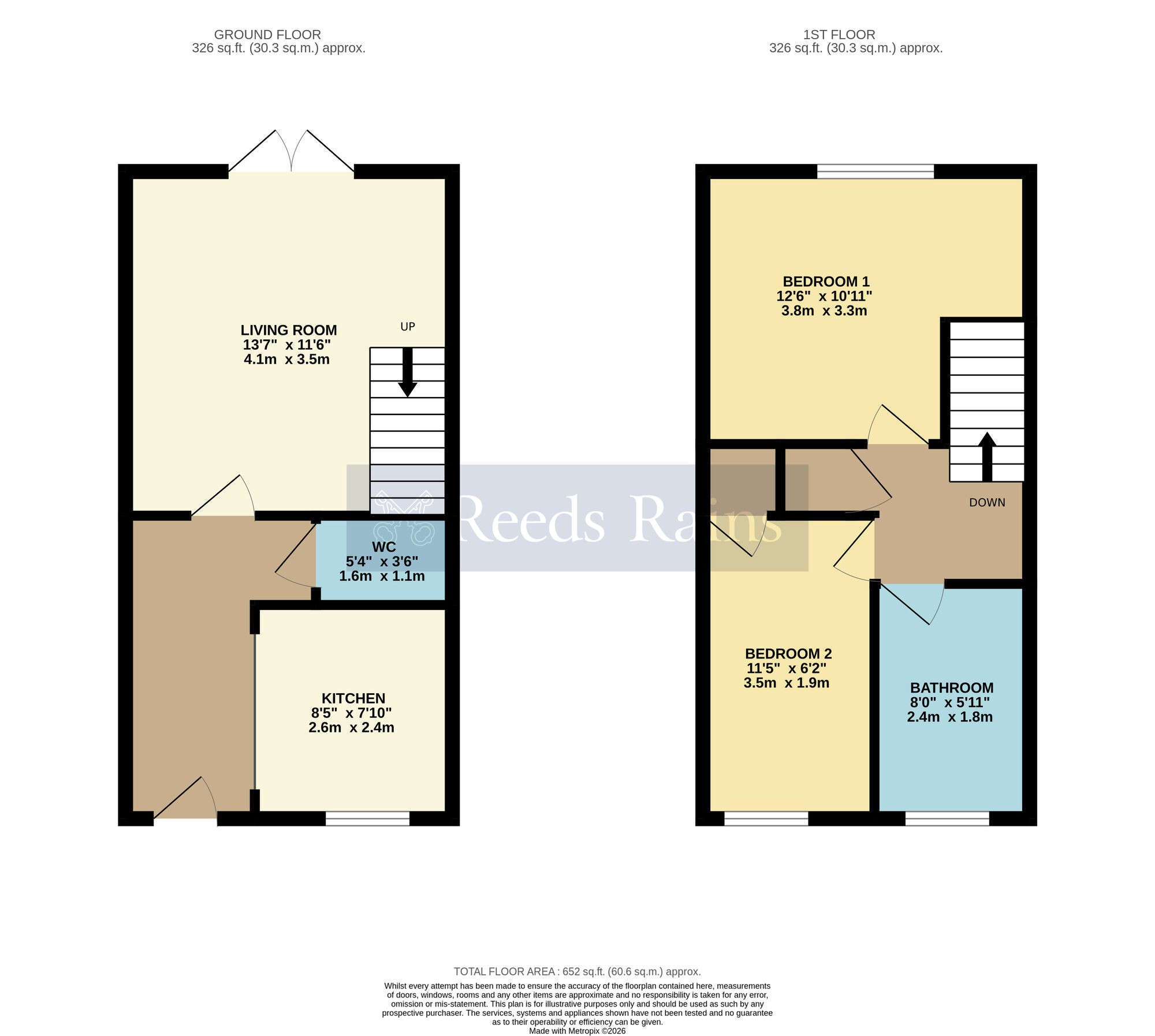Floorplan of 2 bedroom Semi Detached House for sale, Malin Mews, Evesham, Worcestershire, WR11
