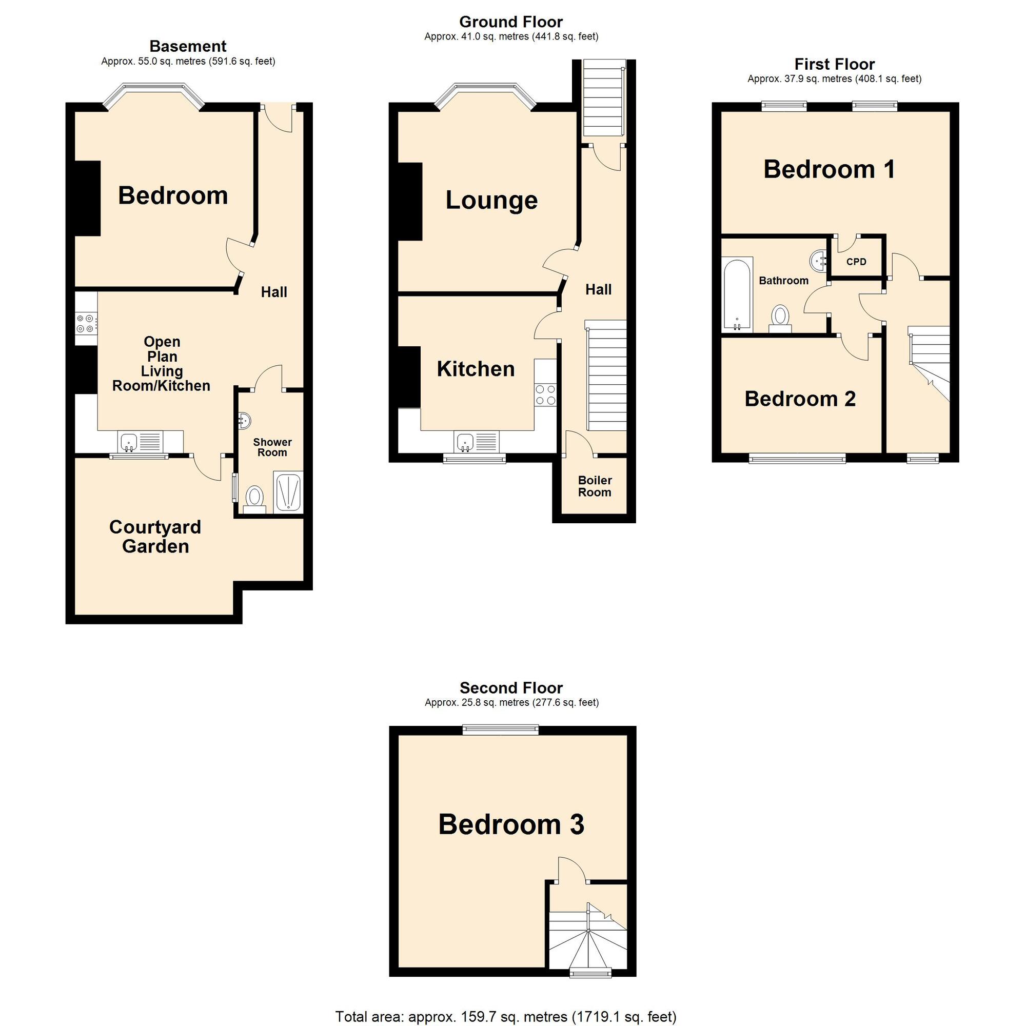 Floorplan of 4 bedroom Mid Terrace House for sale, Clarence Street, Kent, CT20