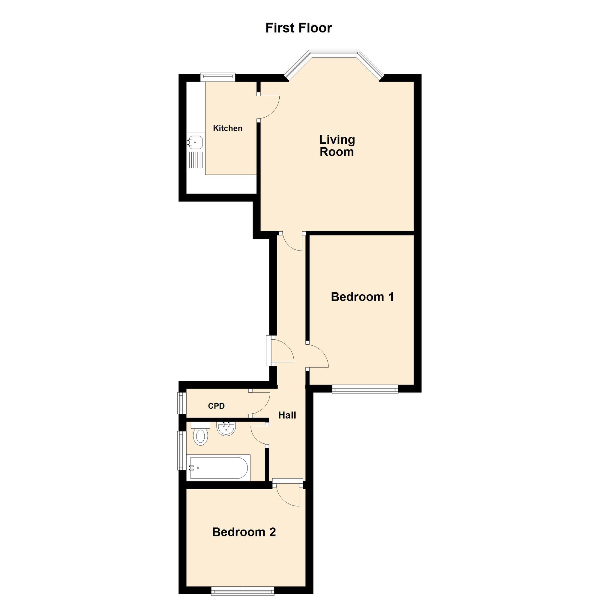 Floorplan of 2 bedroom Flat for sale, Beachborough Road, Kent, CT19