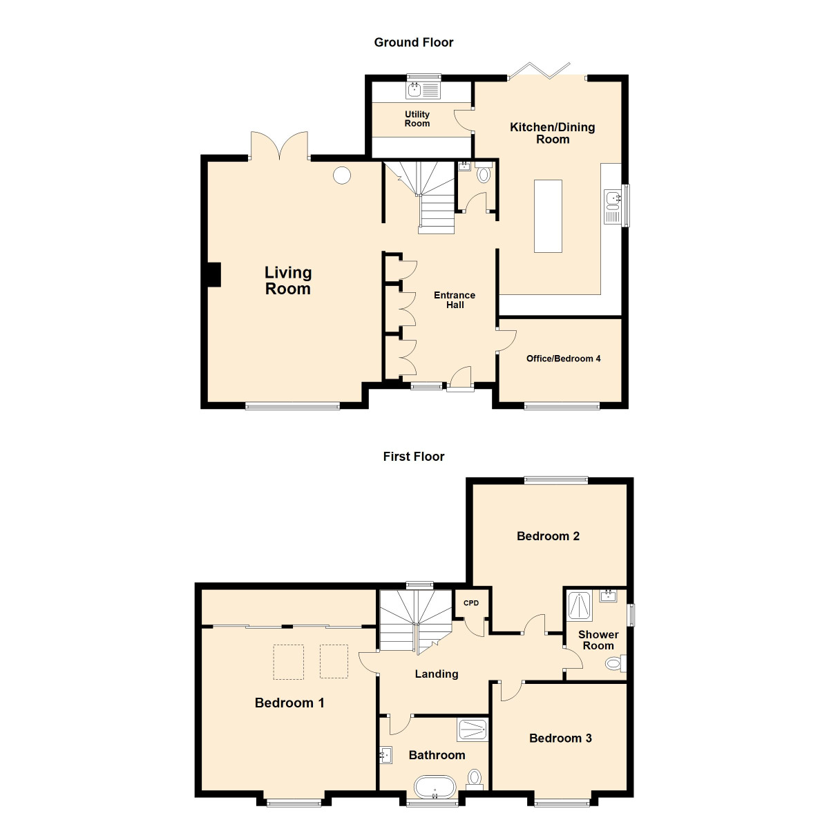 Floorplan of 4 bedroom Detached House for sale, Canterbury Road, Densole, Kent, CT18