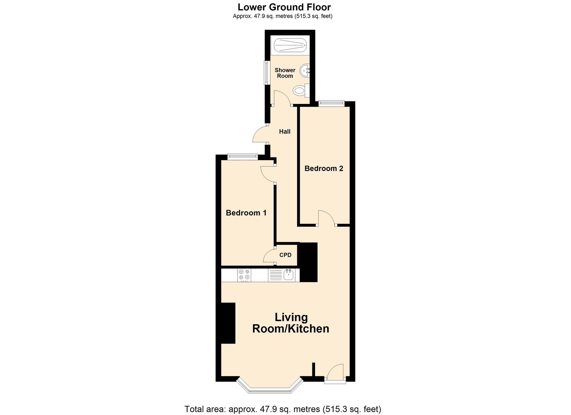 Floorplan of 2 bedroom  Flat for sale, Bradstone Avenue, Kent, CT19