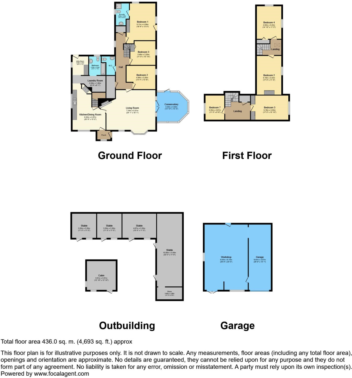 Floorplan of 7 bedroom Detached House for sale, Longage Hill, Rhodes Minnis, Kent, CT4