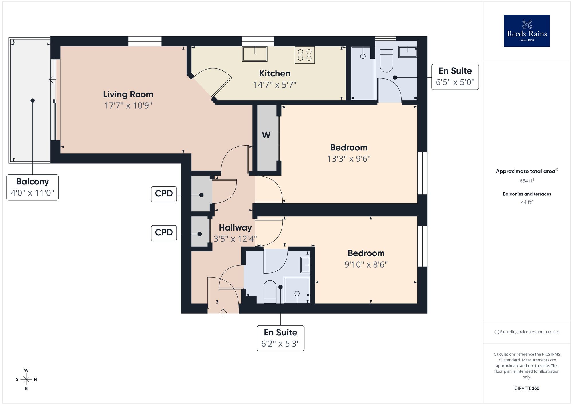 Floorplan of 2 bedroom Flat for sale, Lower Corniche, Kent, CT21