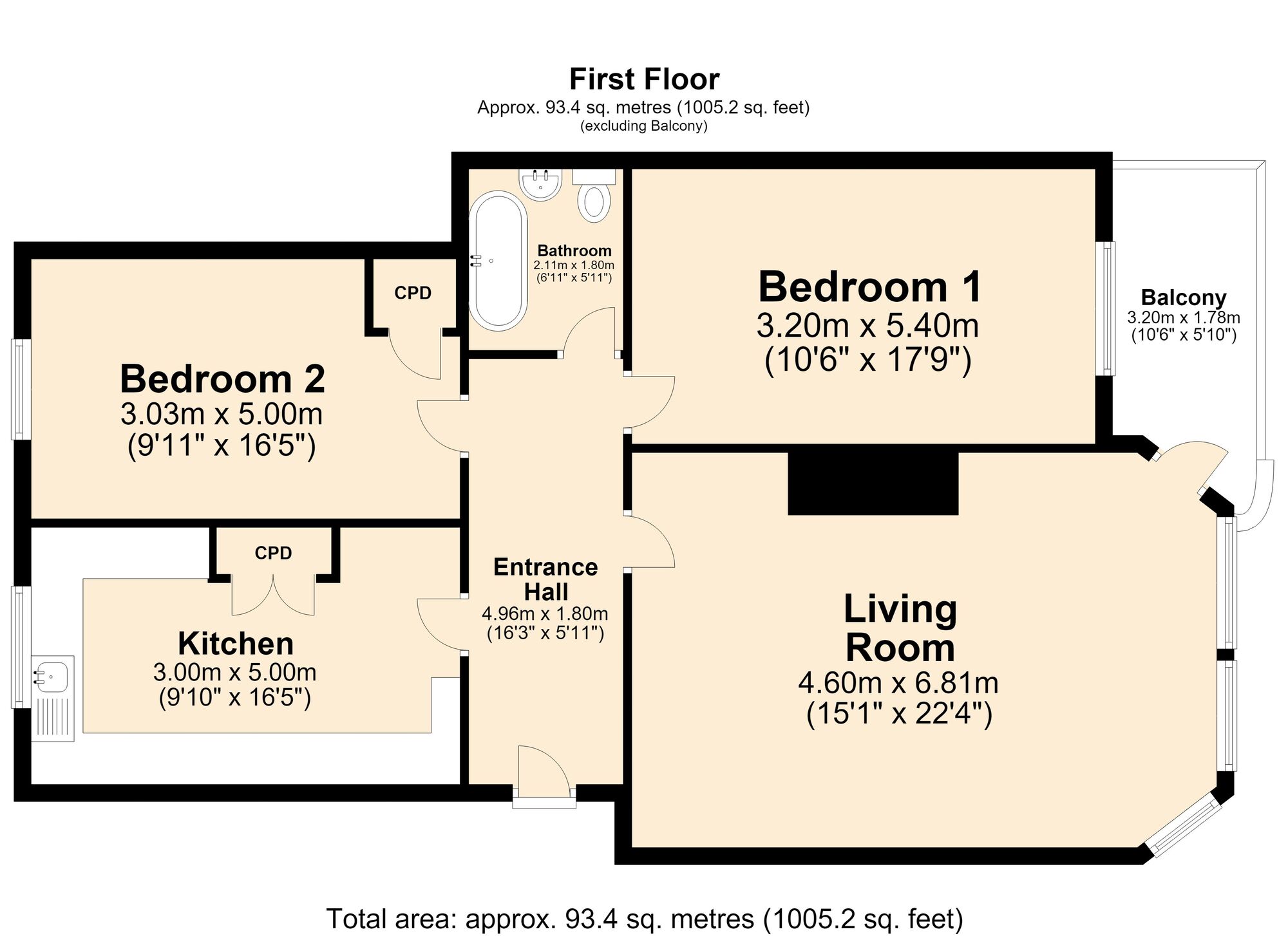 Floorplan of 2 bedroom Flat for sale, The Leas, Kent, CT20