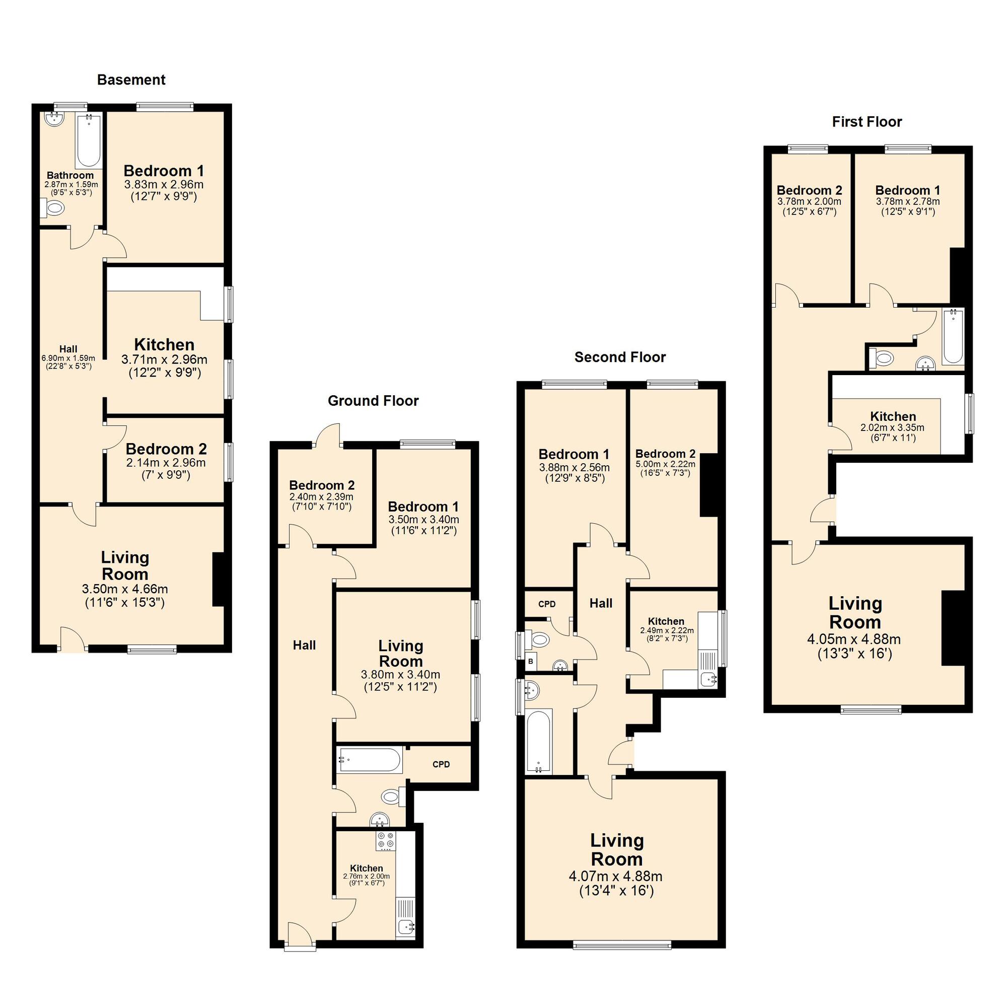 Floorplan of 8 bedroom Mid Terrace House for sale, Russell Street, Kent, CT16