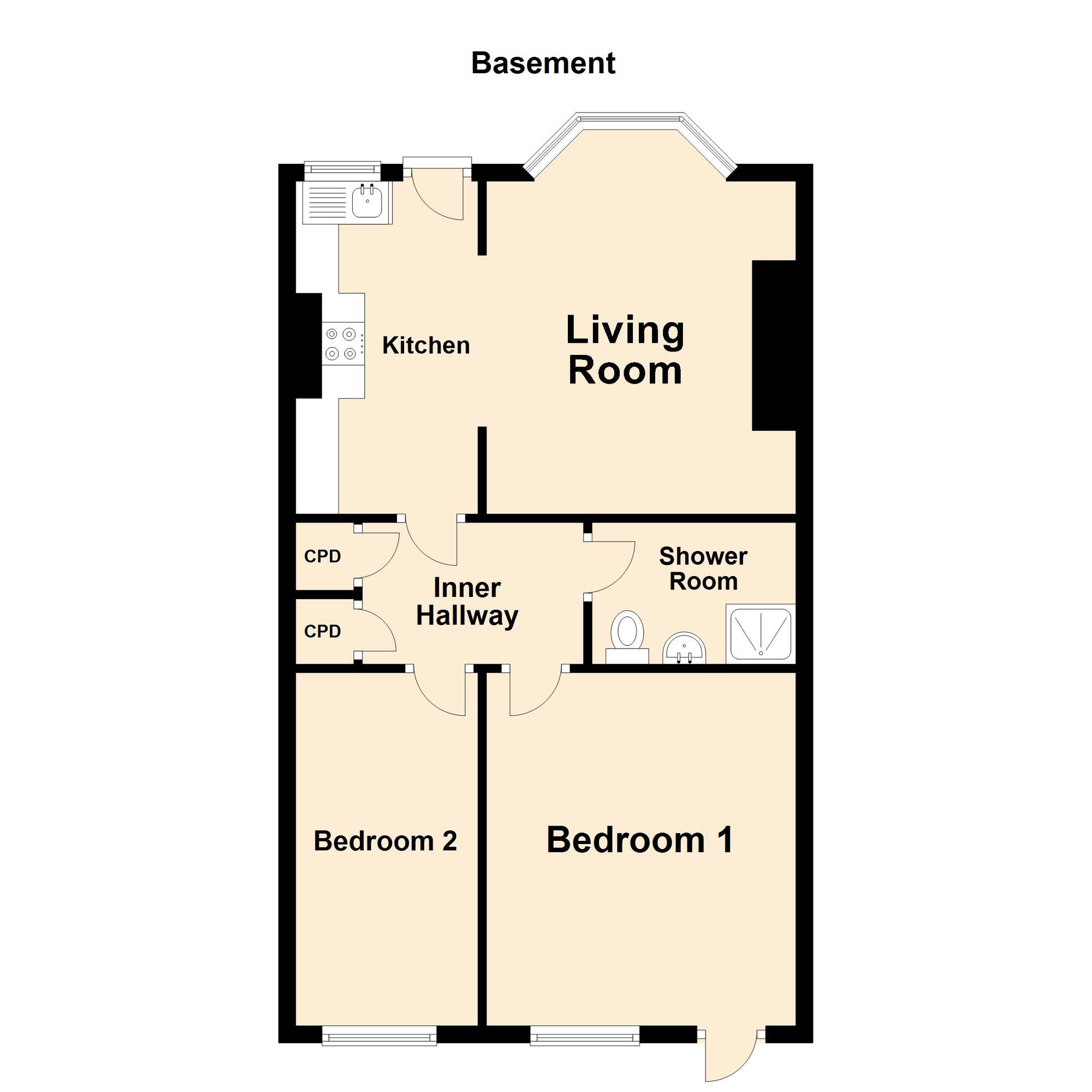 Floorplan of 2 bedroom Flat for sale, Cheriton High Street, Folkestone, Kent, CT19