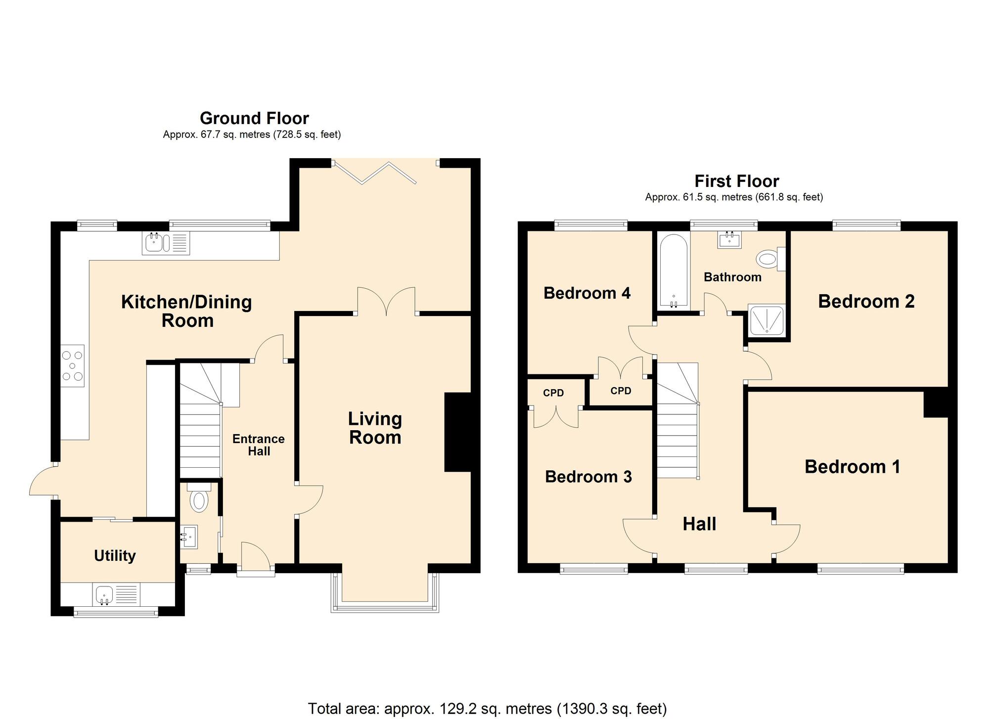 Floorplan of 4 bedroom Detached House for sale, Shorncliffe Road, Folkestone, CT20