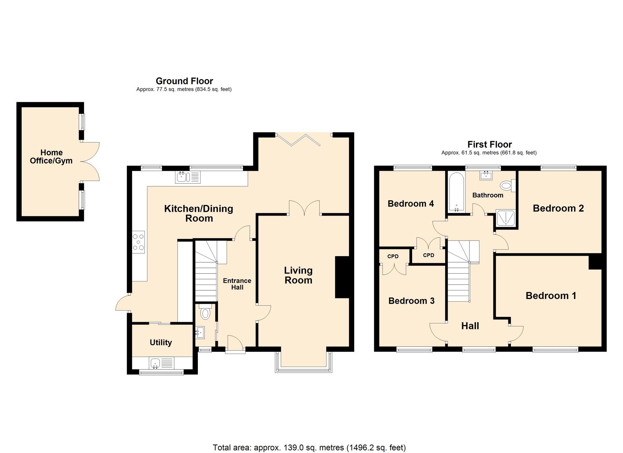 Floorplan of 4 bedroom Detached House for sale, Shorncliffe Road, Folkestone, CT20