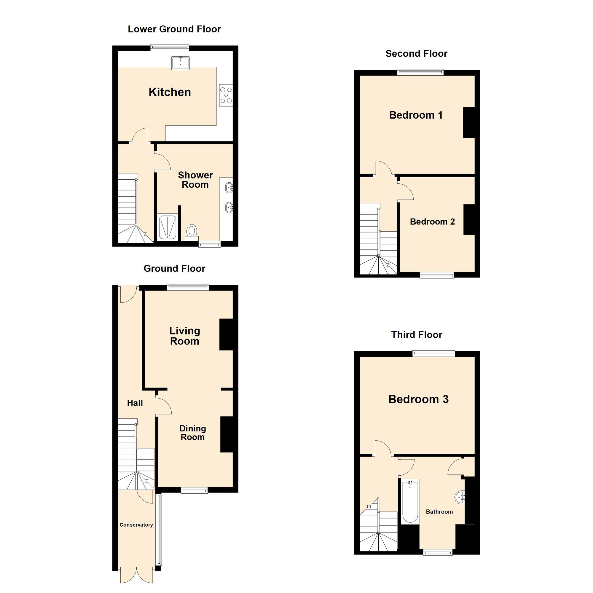 Floorplan of 3 bedroom Mid Terrace House for sale, Harvey Street, Folkestone, CT20