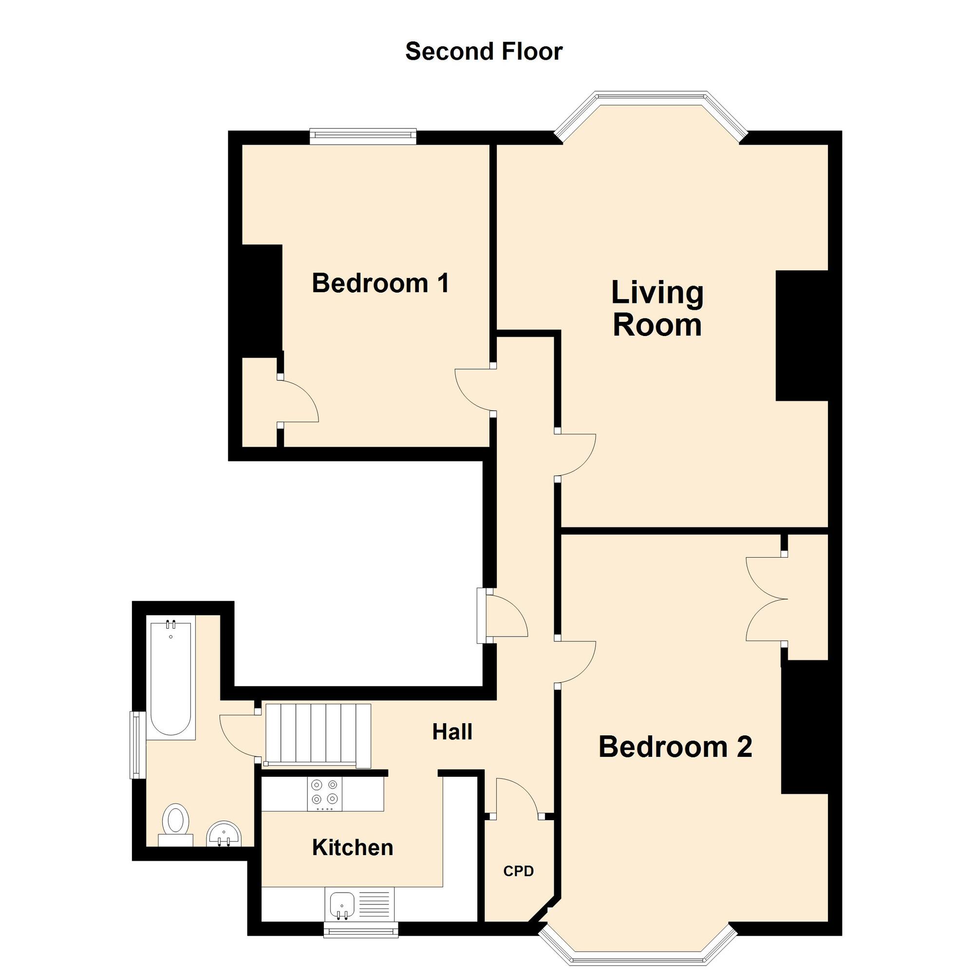 Floorplan of 2 bedroom  Flat for sale, Clifton Crescent, Folkestone, Kent, CT20