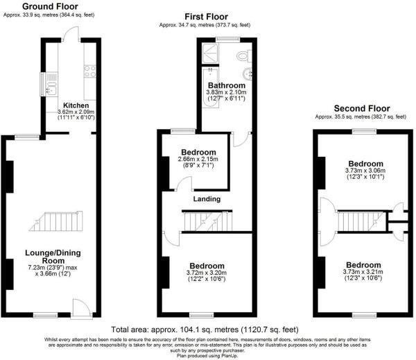 Floorplan of 4 bedroom Mid Terrace House for sale, South Road, Dover, Kent, CT17