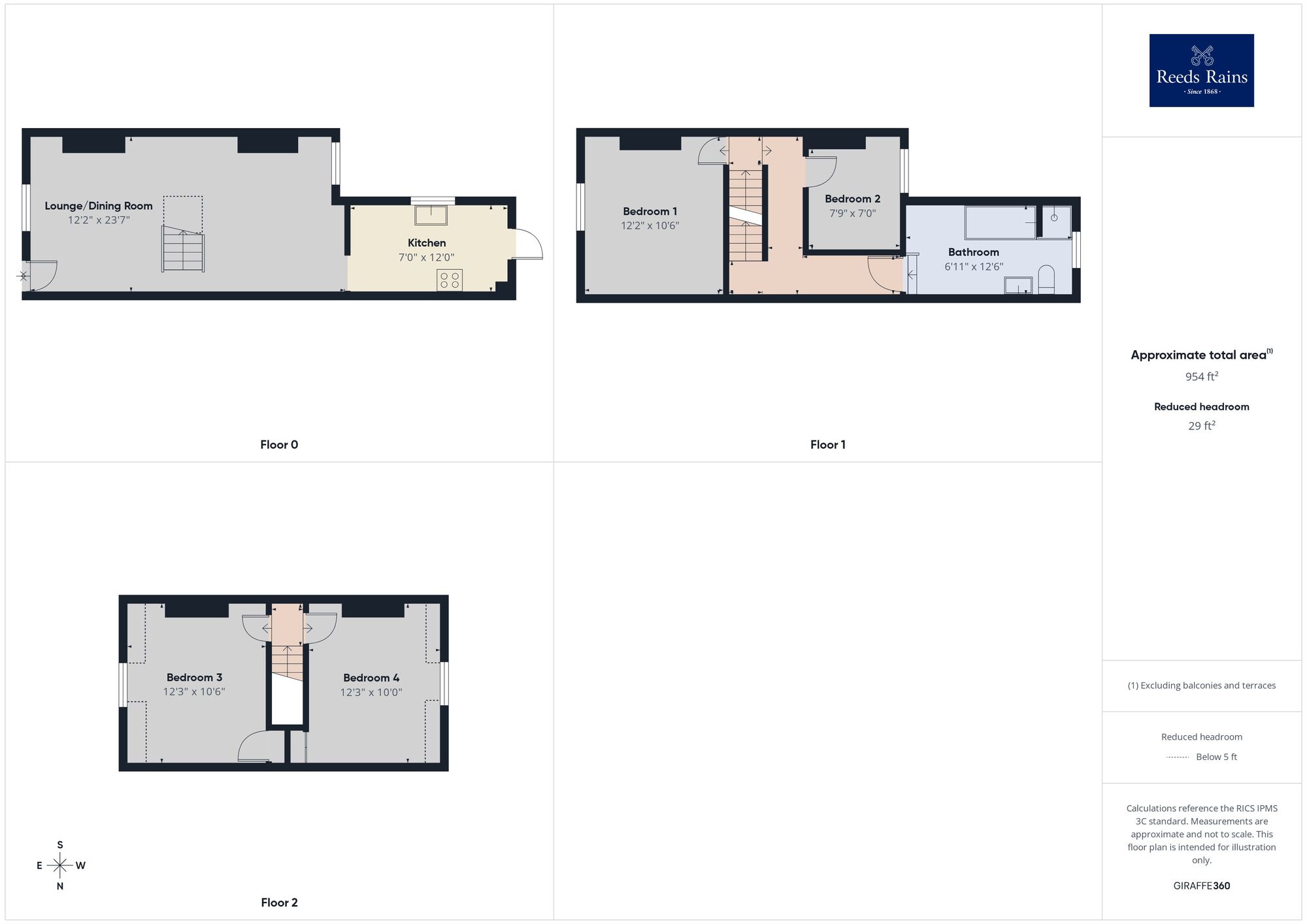 Floorplan of 4 bedroom Mid Terrace House for sale, South Road, Dover, Kent, CT17