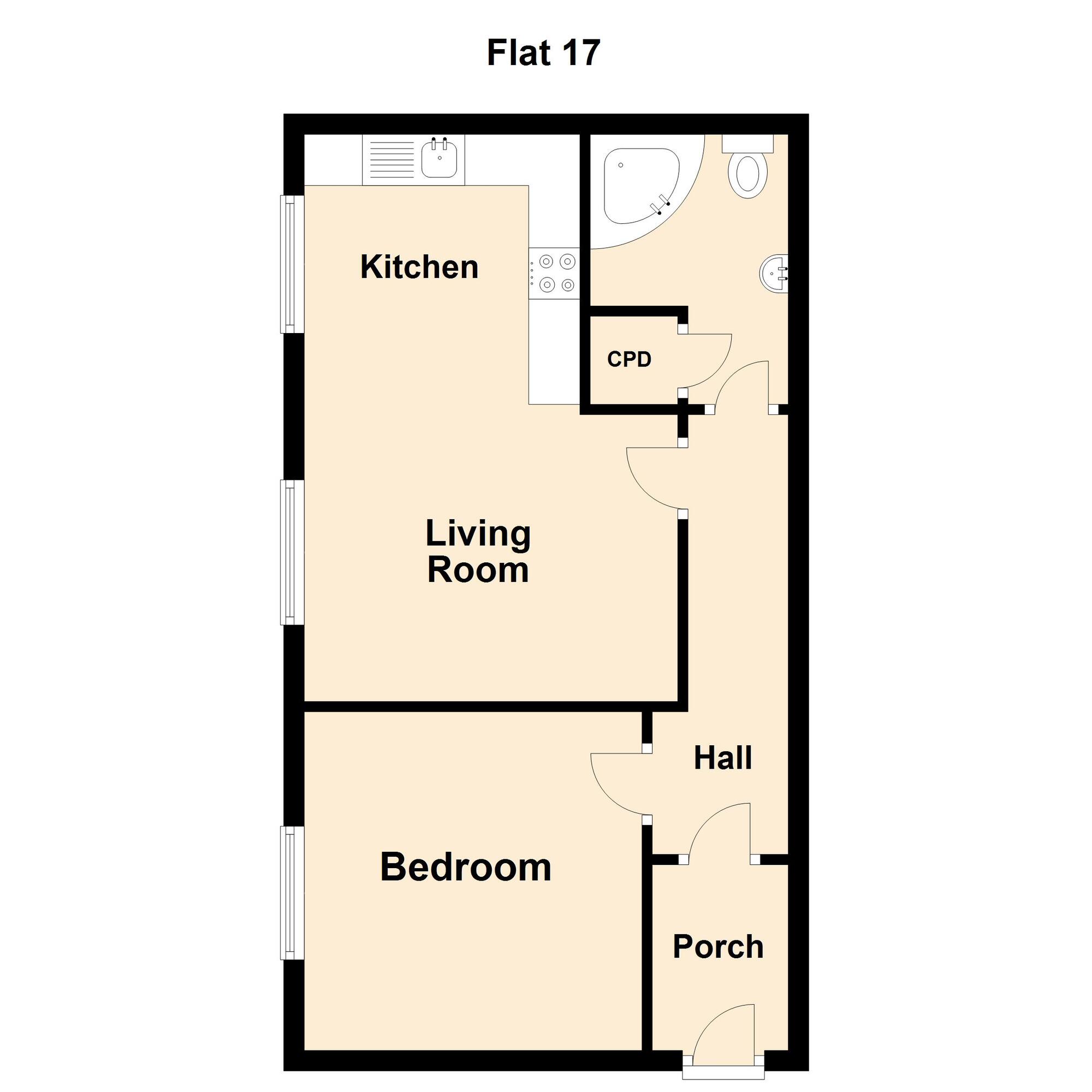 Floorplan of 1 bedroom Flat for sale, London Road, Dover, Kent, CT17