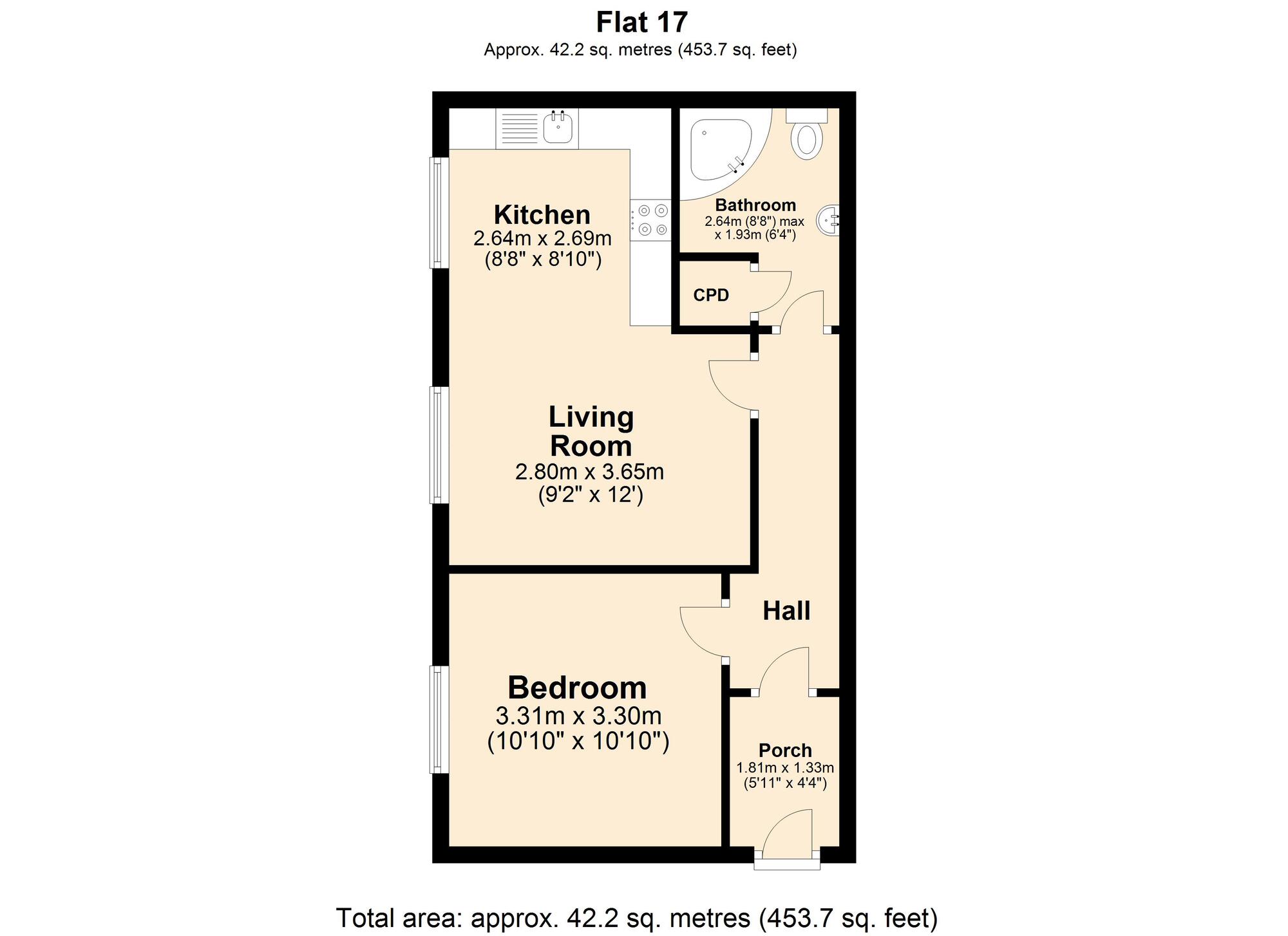 Floorplan of 1 bedroom Flat for sale, London Road, Dover, Kent, CT17