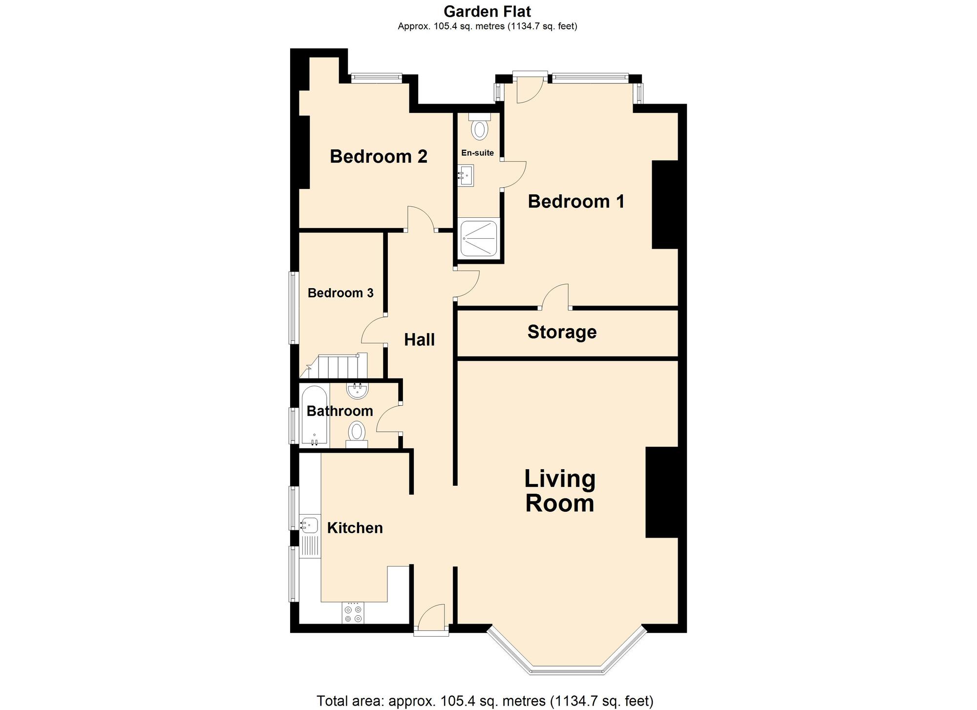 Floorplan of 3 bedroom Flat for sale, Earls Avenue, Folkestone, Kent, CT20