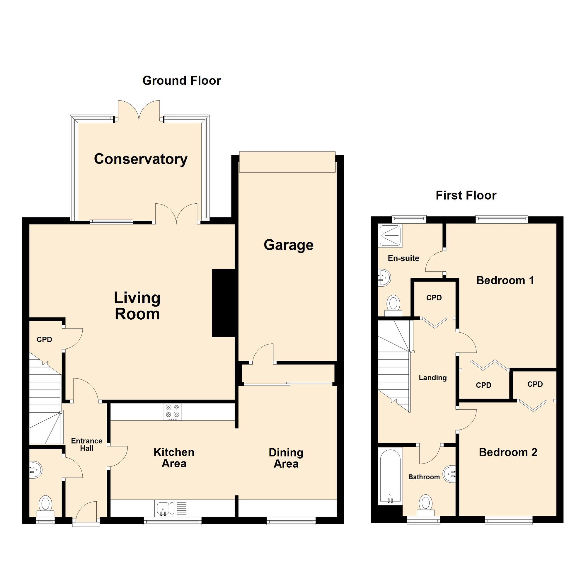 Floorplan of 2 bedroom Semi Detached House for sale, Teal Close, Hawkinge, Kent, CT18
