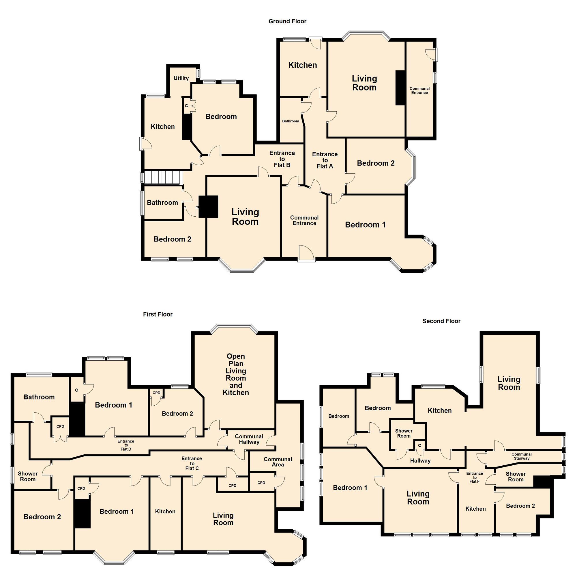 Floorplan of 12 bedroom Detached House for sale, Julian Road, Folkestone, Kent, CT19