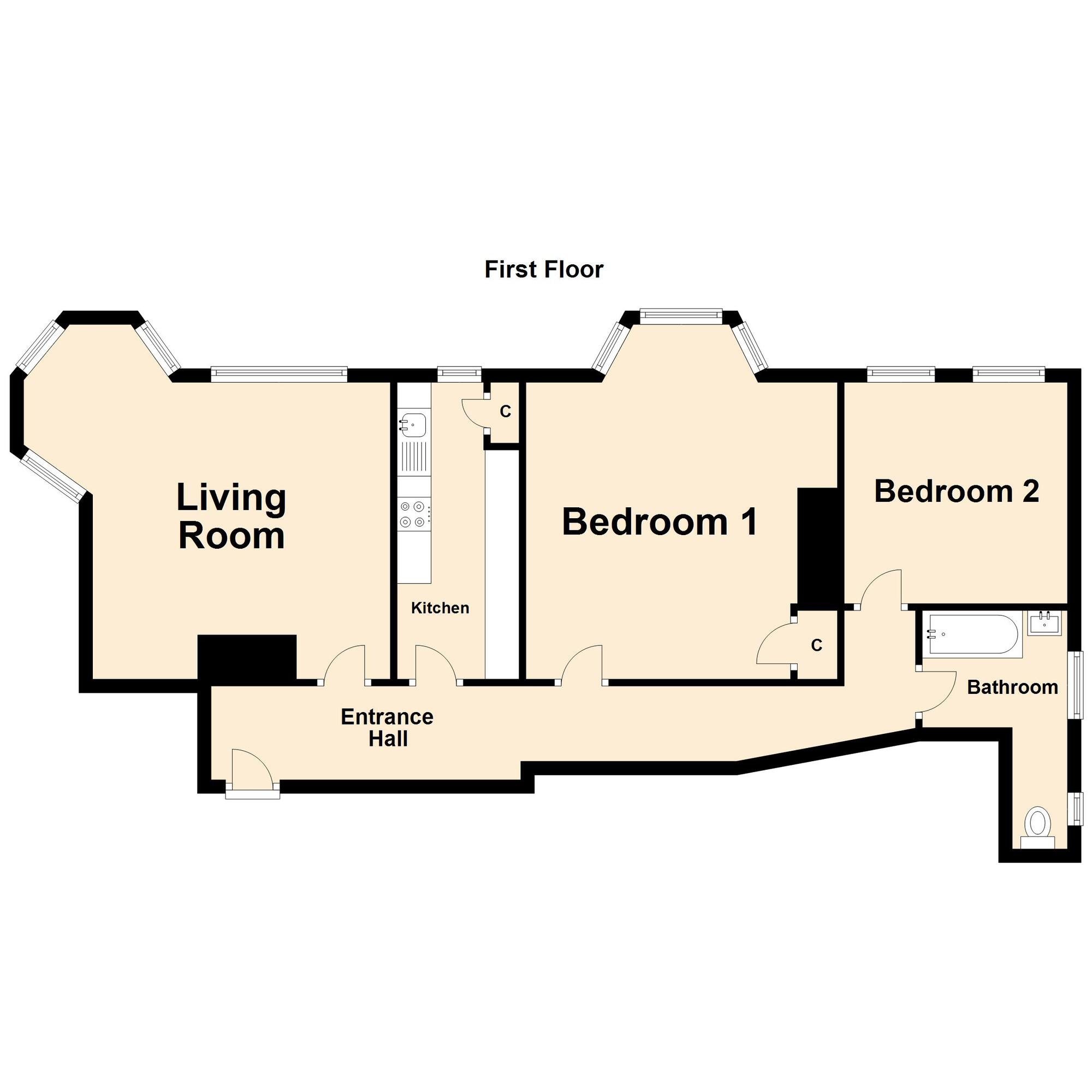 Floorplan of 2 bedroom  Flat for sale, Julian Road, Folkestone, Kent, CT19