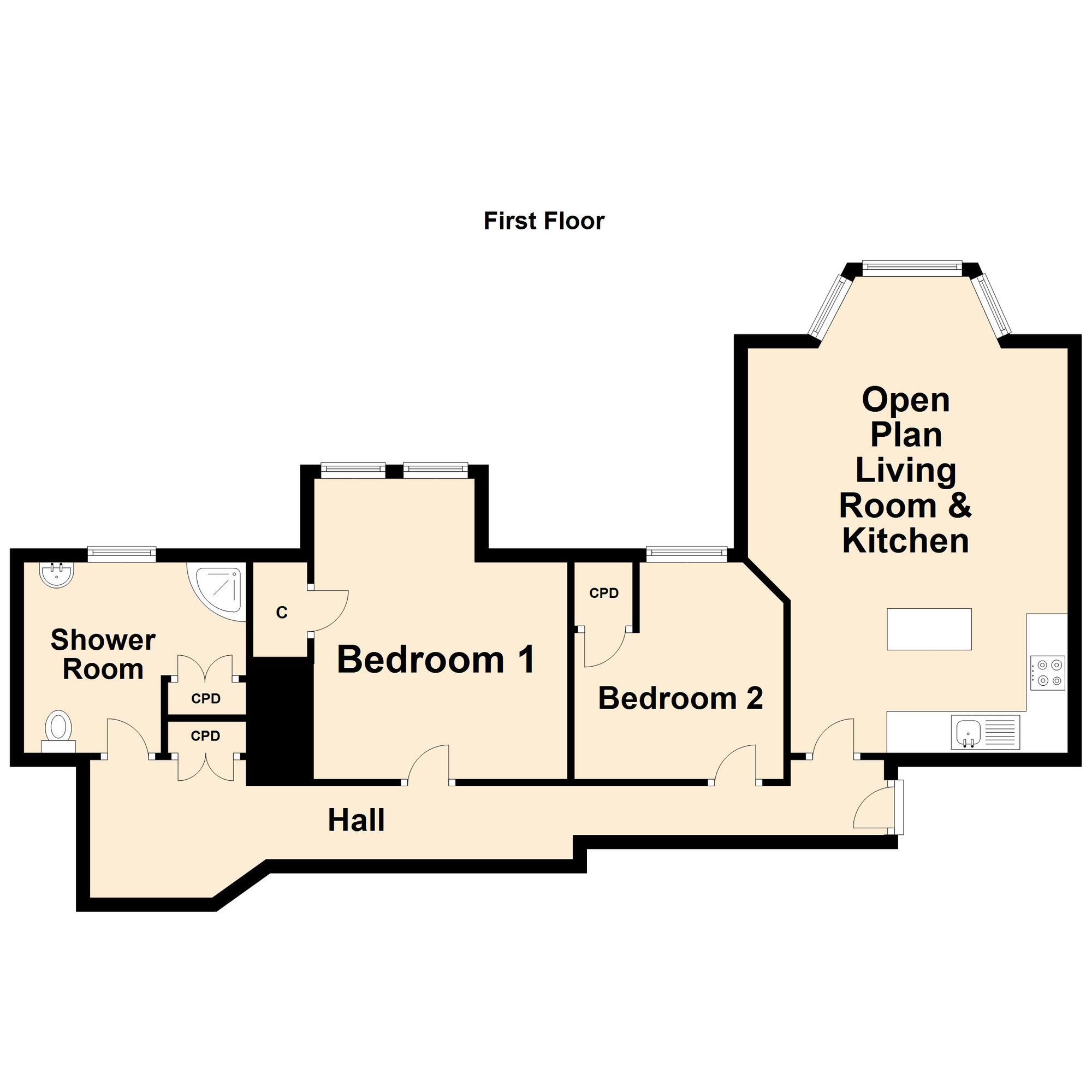 Floorplan of 2 bedroom  Flat for sale, Julian Road, Folkestone, Kent, CT19
