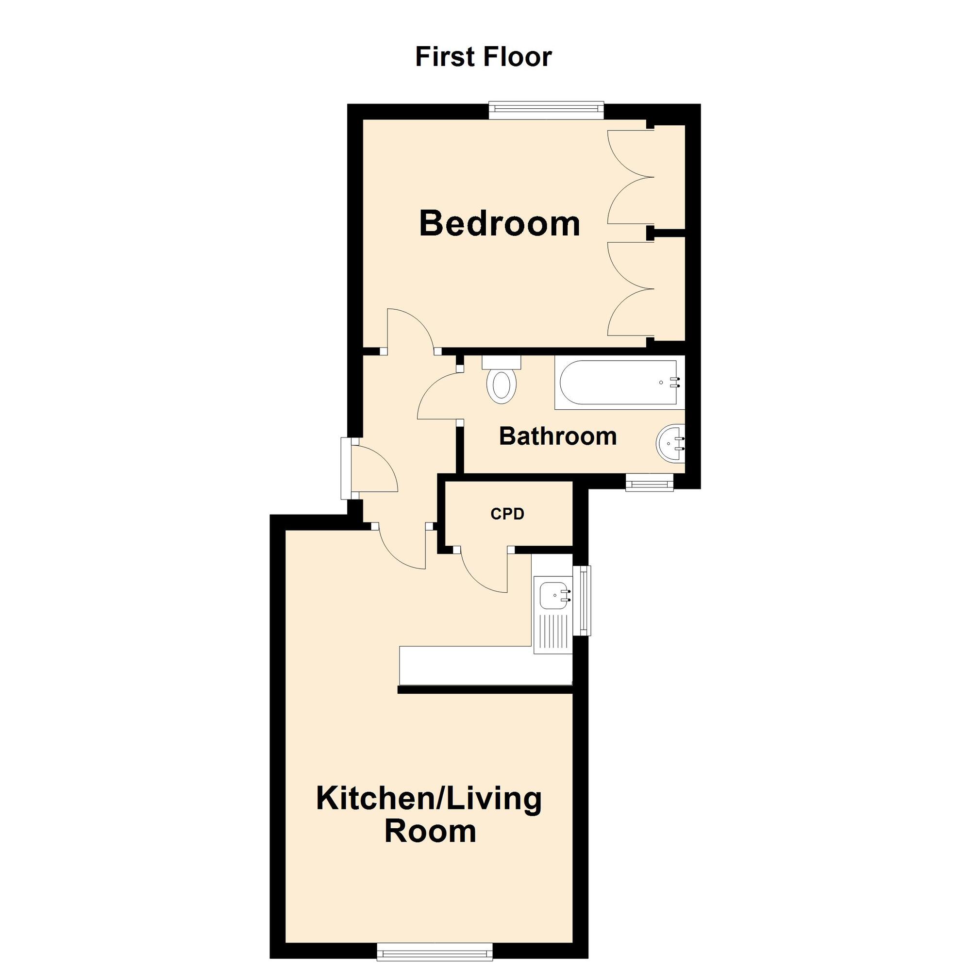 Floorplan of 1 bedroom  Flat for sale, Harbour Way, Folkestone, Kent, CT20