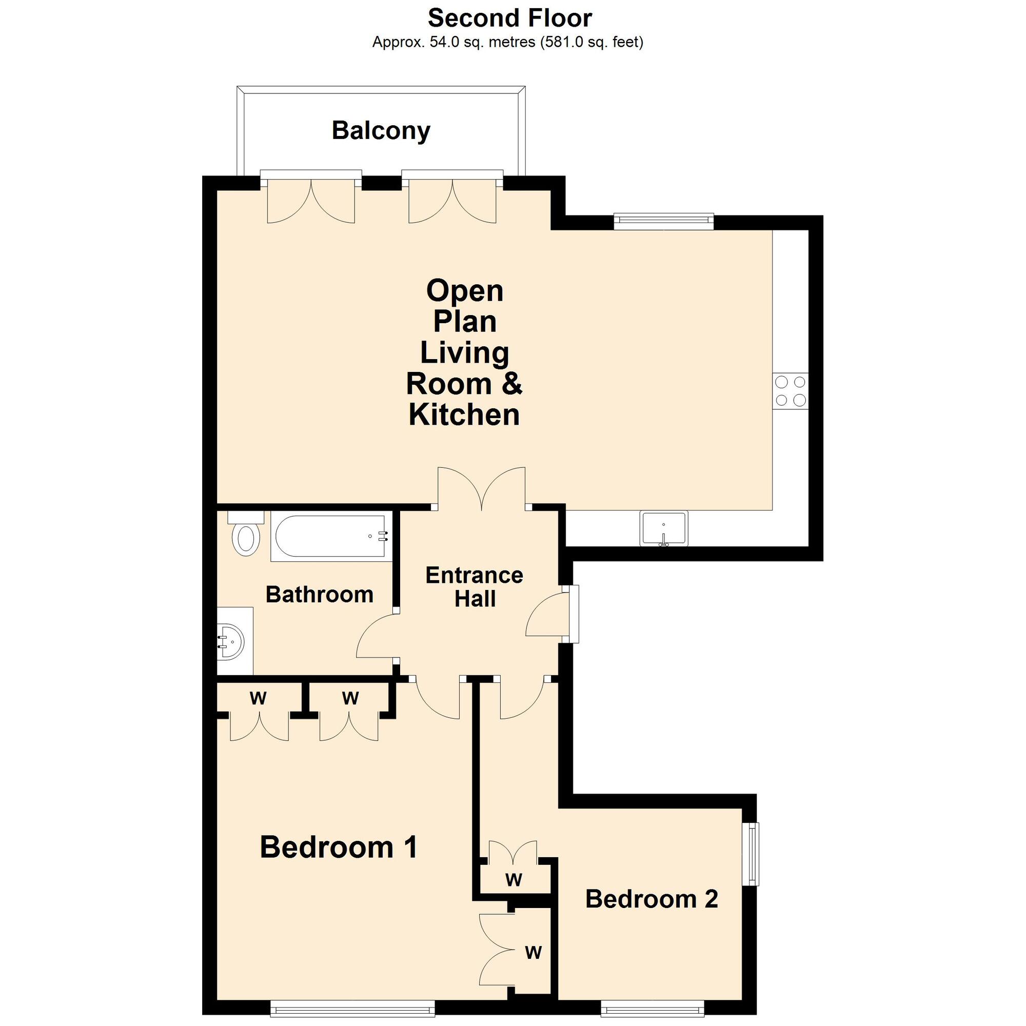 Floorplan of 2 bedroom  Flat for sale, Earls Avenue, Folkestone, Kent, CT20
