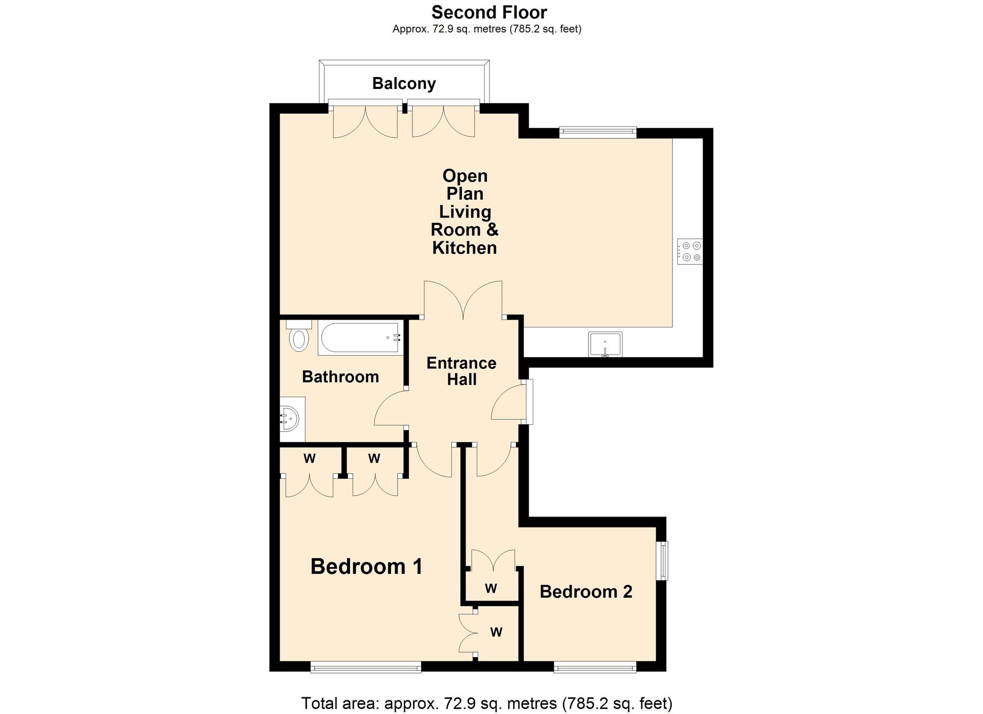 Floorplan of 2 bedroom  Flat for sale, Earls Avenue, Folkestone, Kent, CT20
