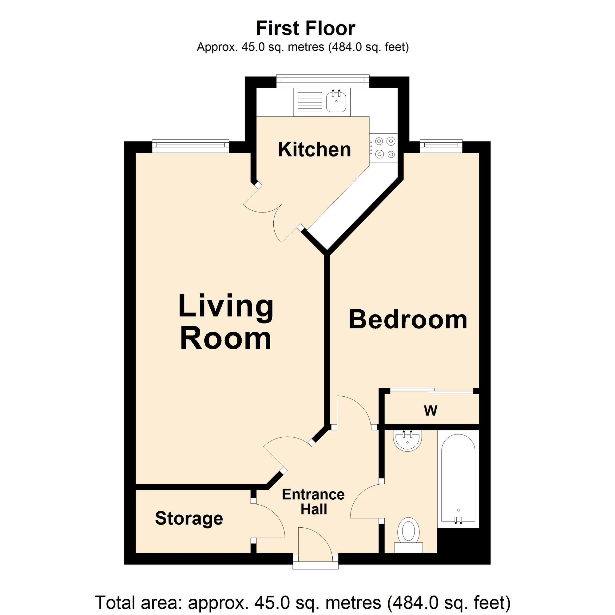 Floorplan of 1 bedroom  Flat for sale, Sandgate Road, Folkestone, Kent, CT20