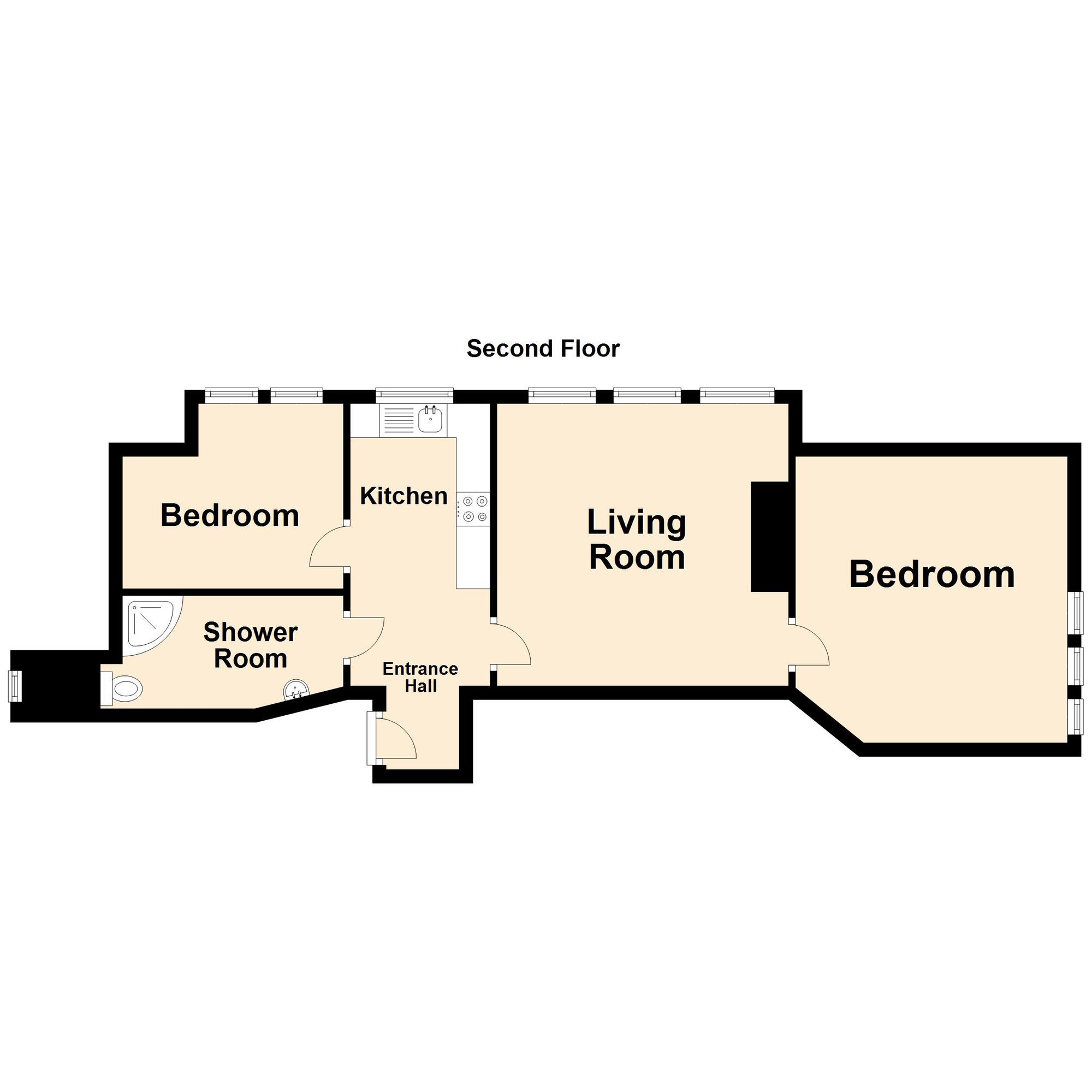 Floorplan of 2 bedroom  Flat for sale, Julian Road, Folkestone, Kent, CT19
