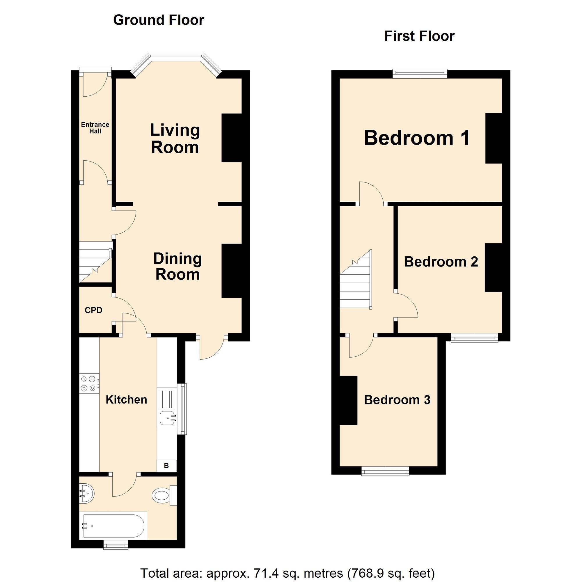 Floorplan of 3 bedroom Mid Terrace House for sale, Douglas Road, Dover, Kent, CT17