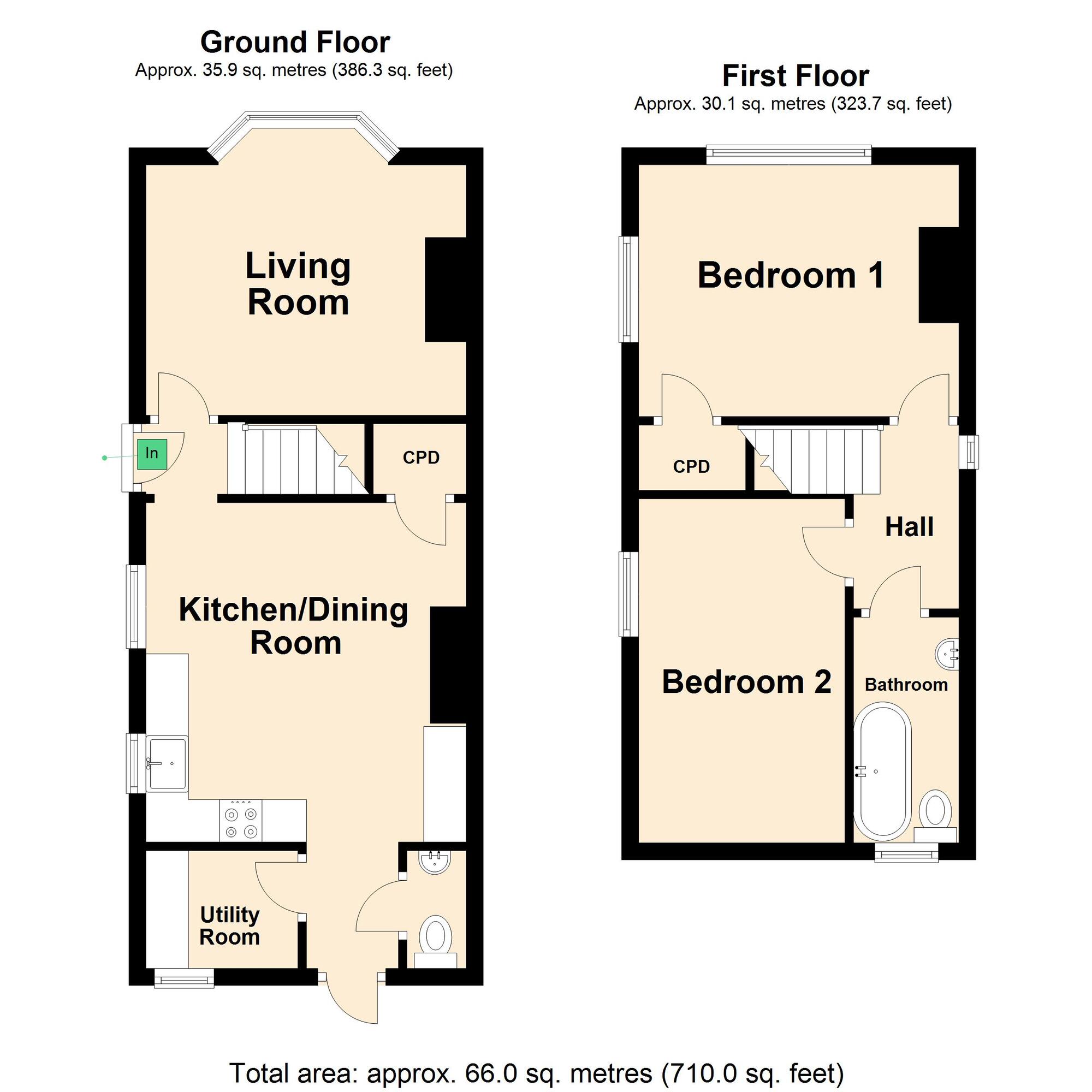 Floorplan of 2 bedroom Detached House for sale, Park Road, Hythe, Kent, CT21